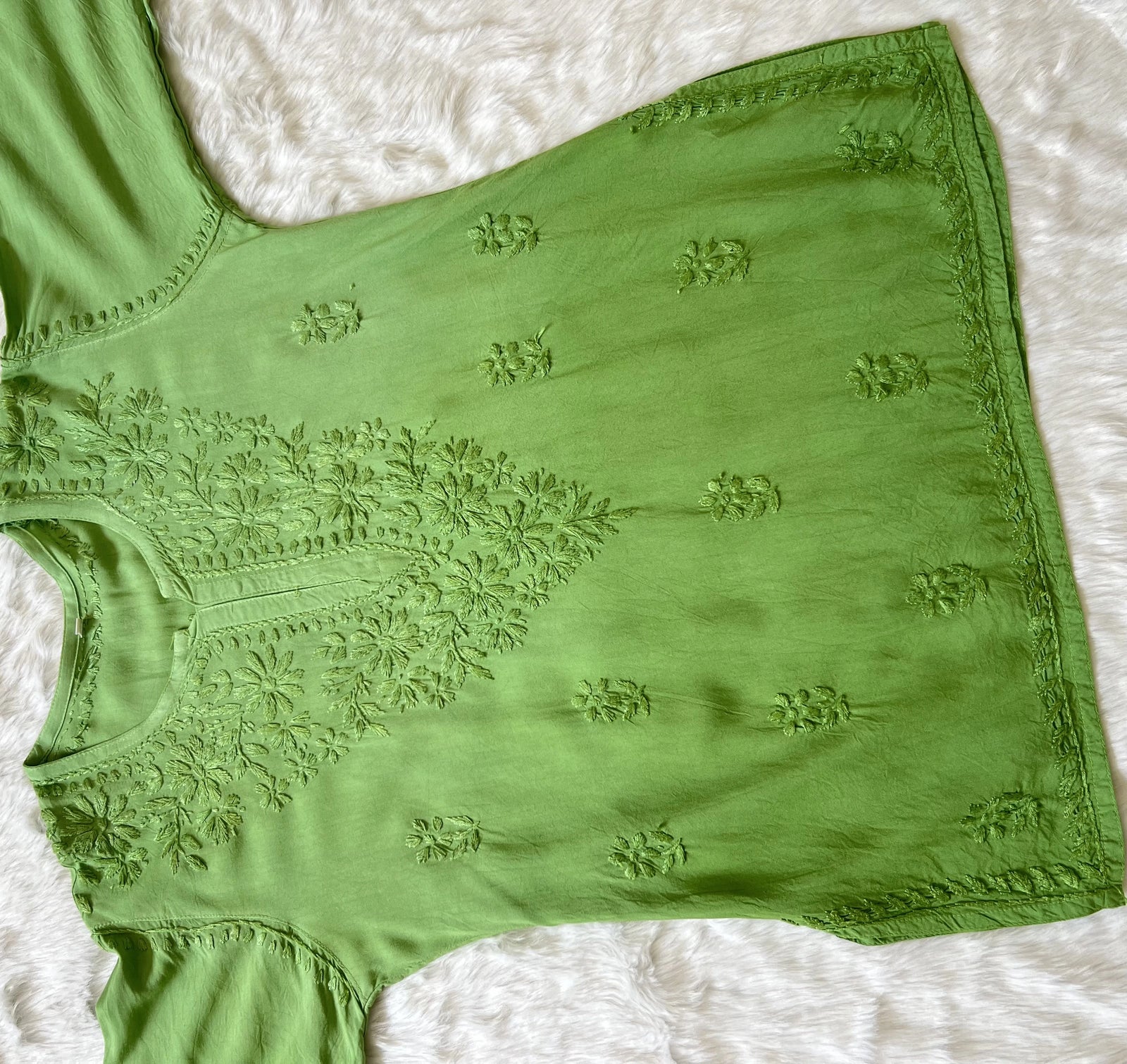 Light Green Ombre Short Rayon Kurta