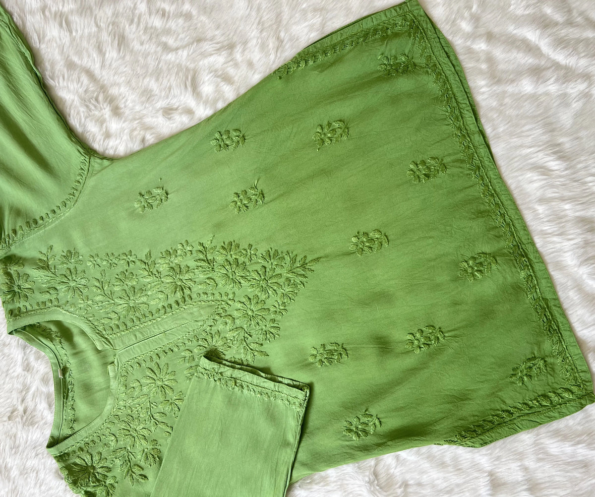 Light Green Ombre Short Rayon Kurta