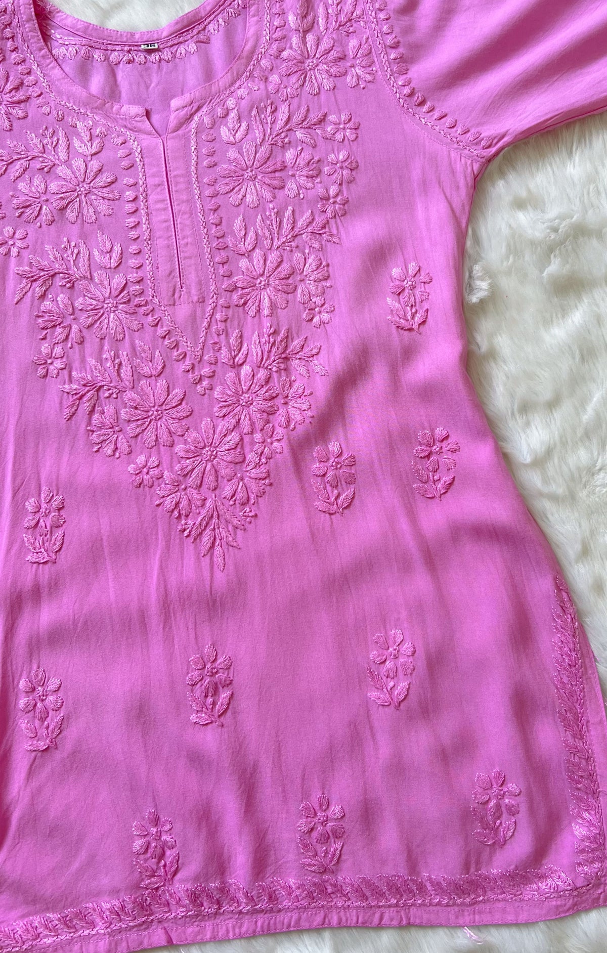 Light Pink Ombre Short Rayon Kurta