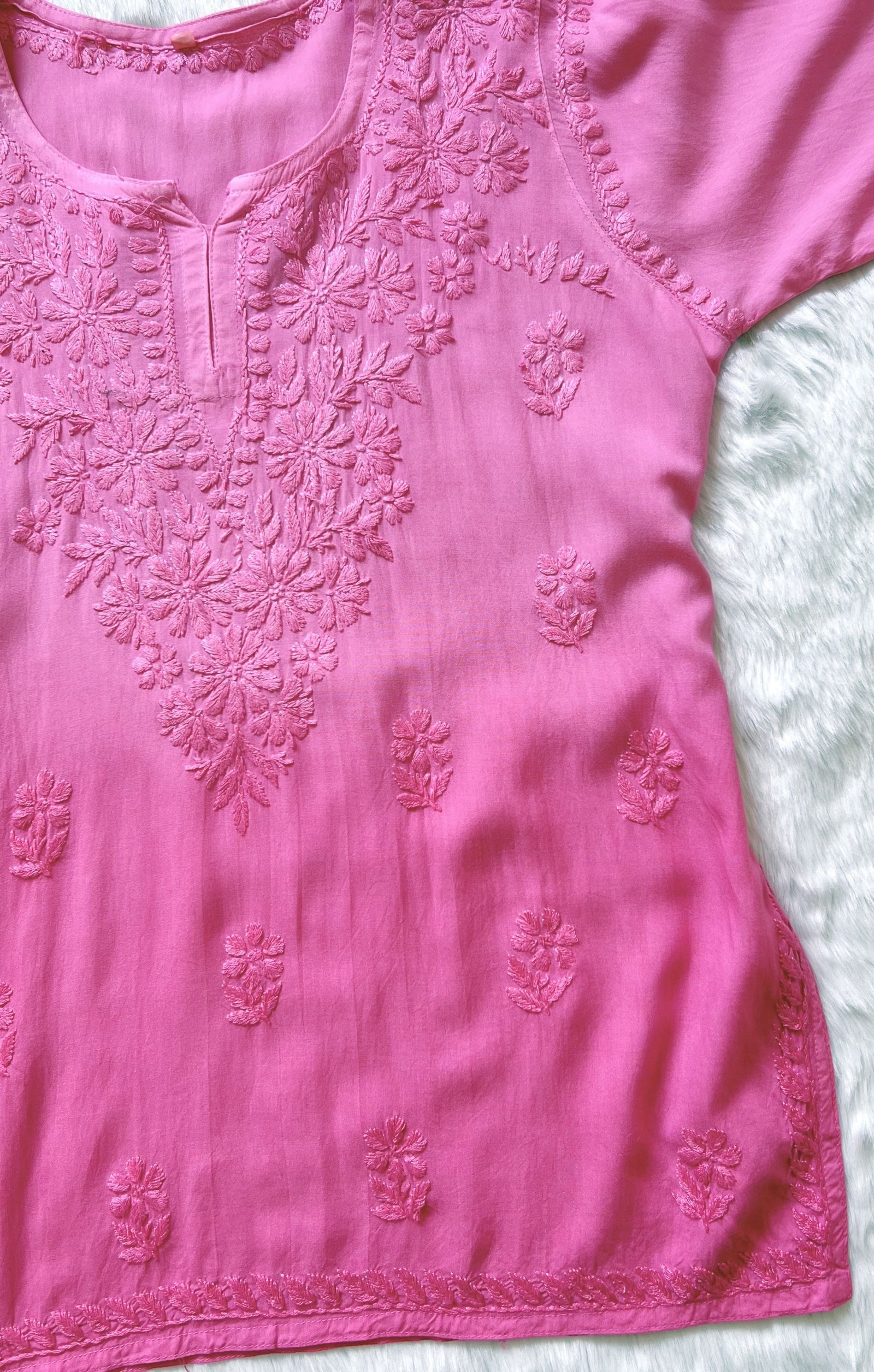 Light Pink Ombre Short Rayon Kurta