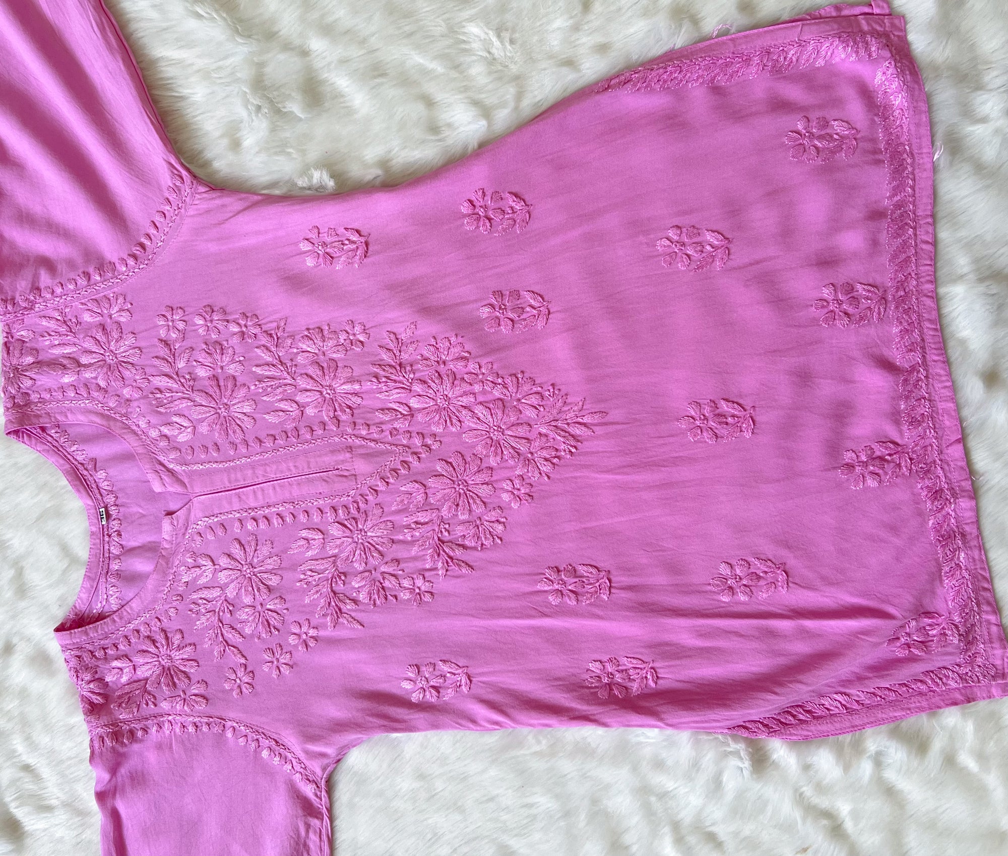 Light Pink Ombre Short Rayon Kurta