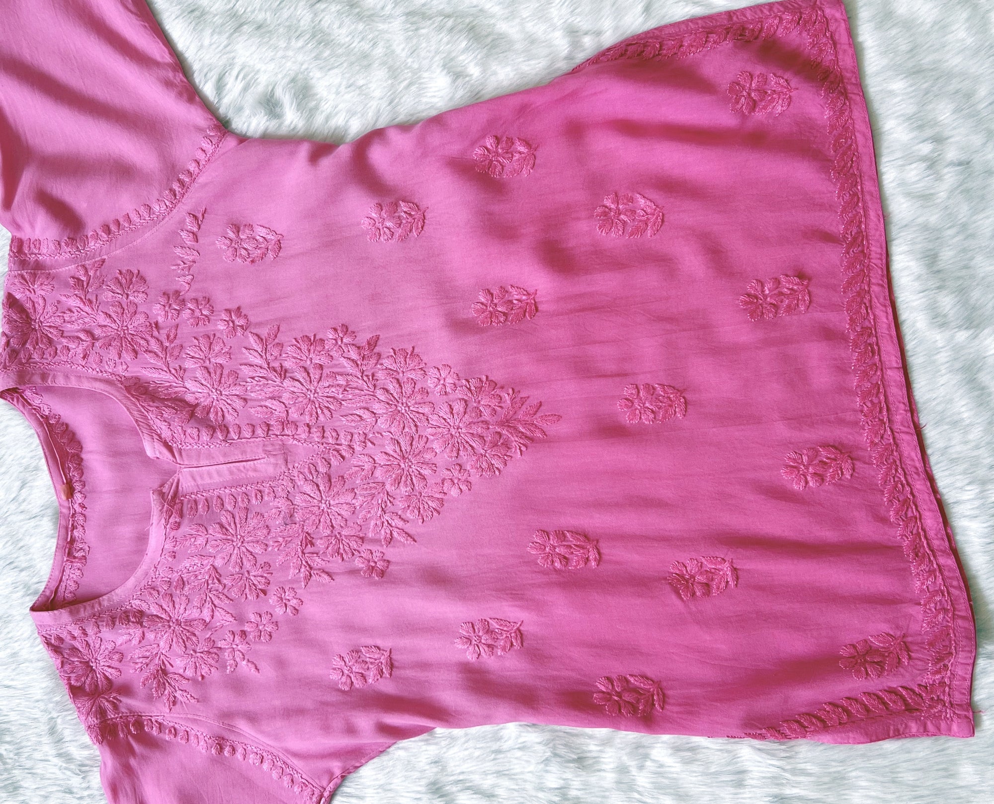 Light Pink Ombre Short Rayon Kurta