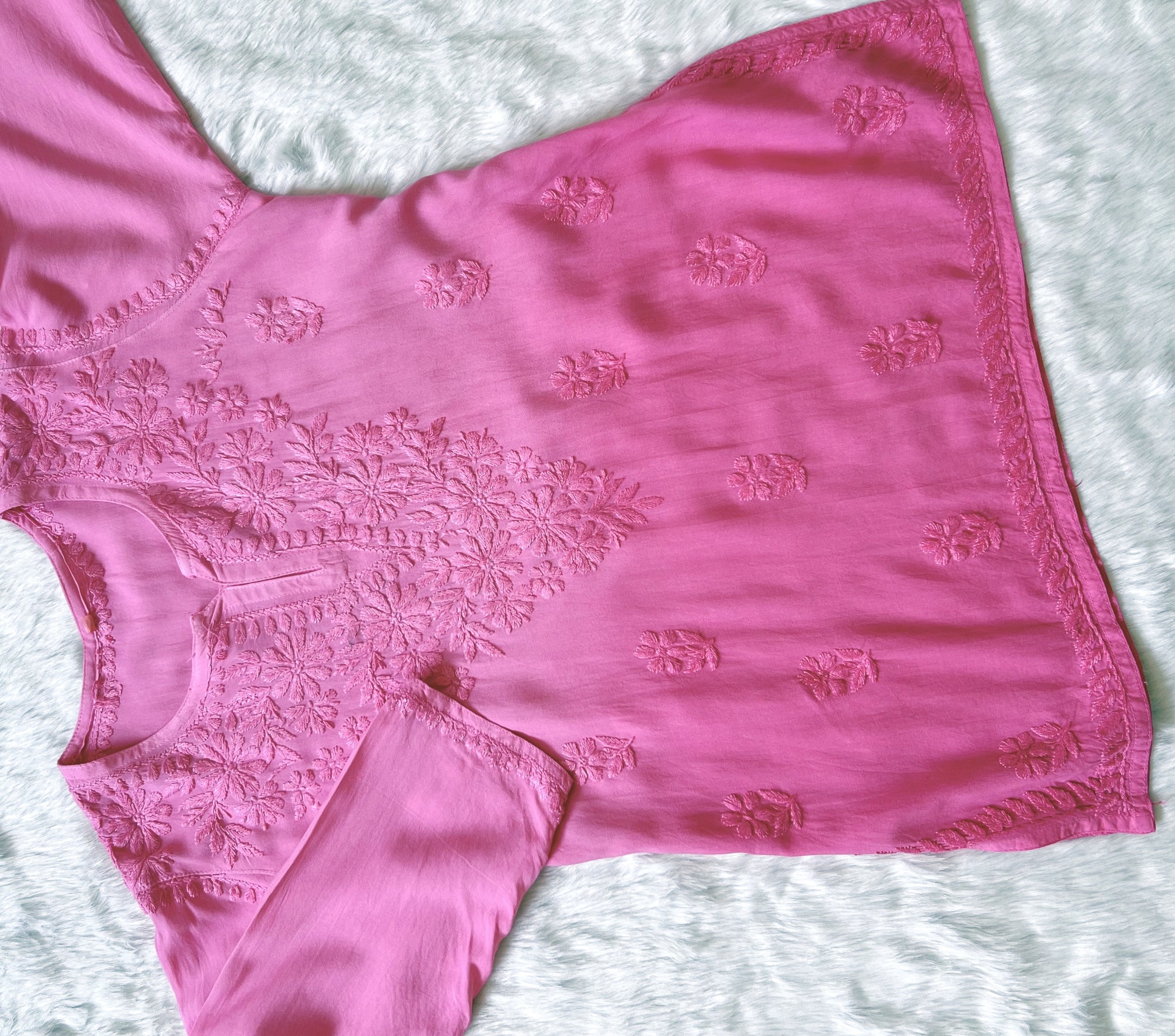 Light Pink Ombre Short Rayon Kurta