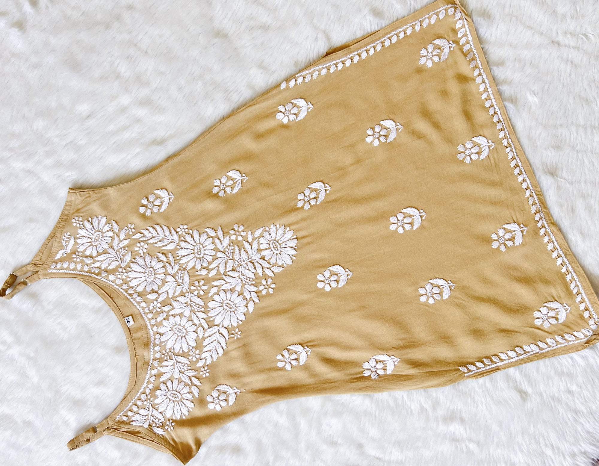 Lyla Beige Sleeveless Short Rayon Kurti