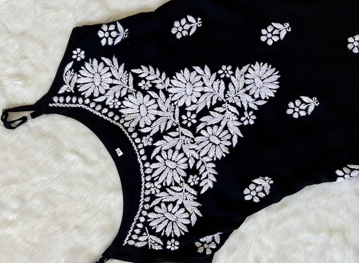 Lyla Black Sleeveless Short Rayon Kurti