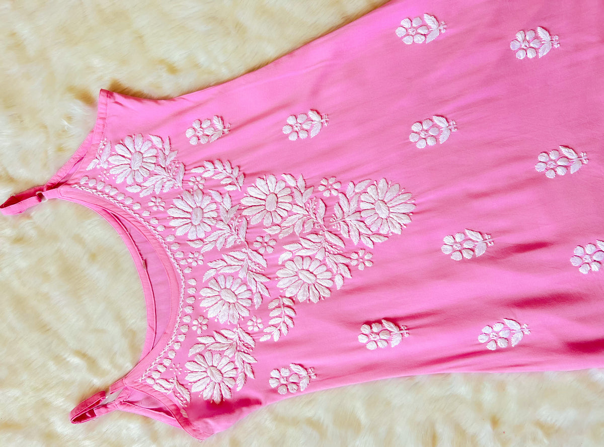 Lyla Light Pink Sleeveless Short Rayon Kurti