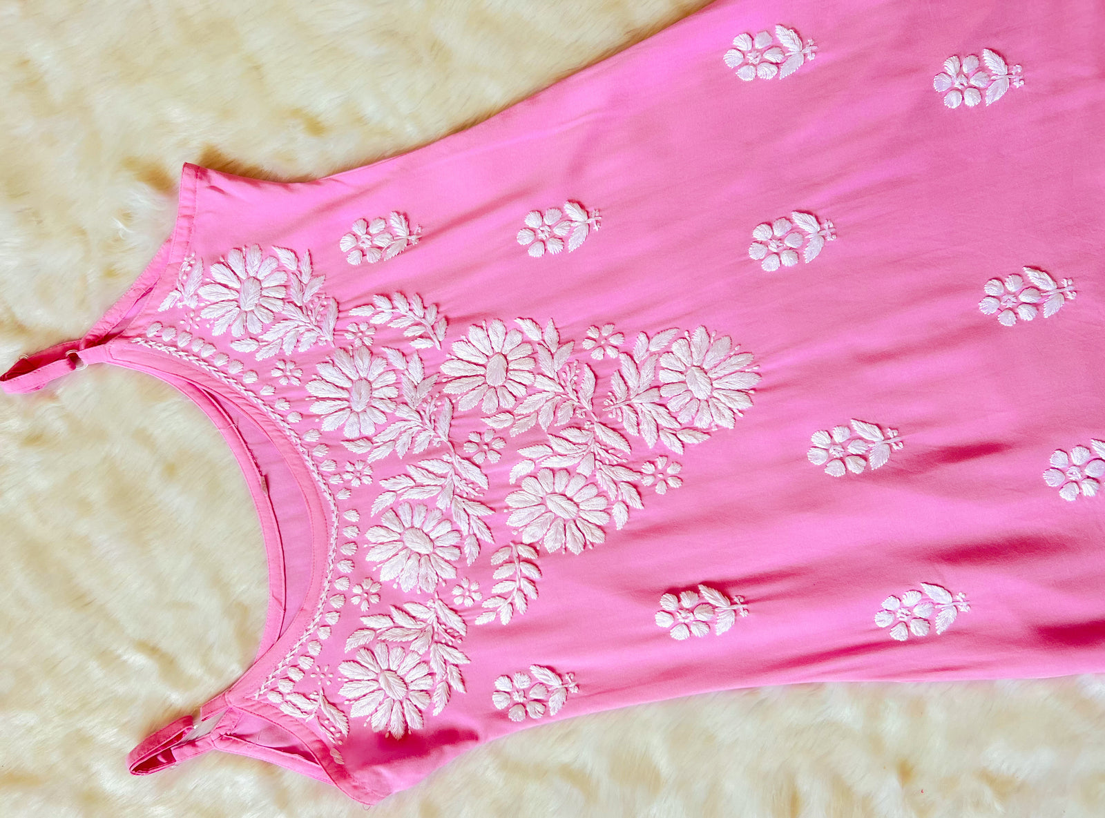 Lyla Light Pink Sleeveless Short Rayon Kurti