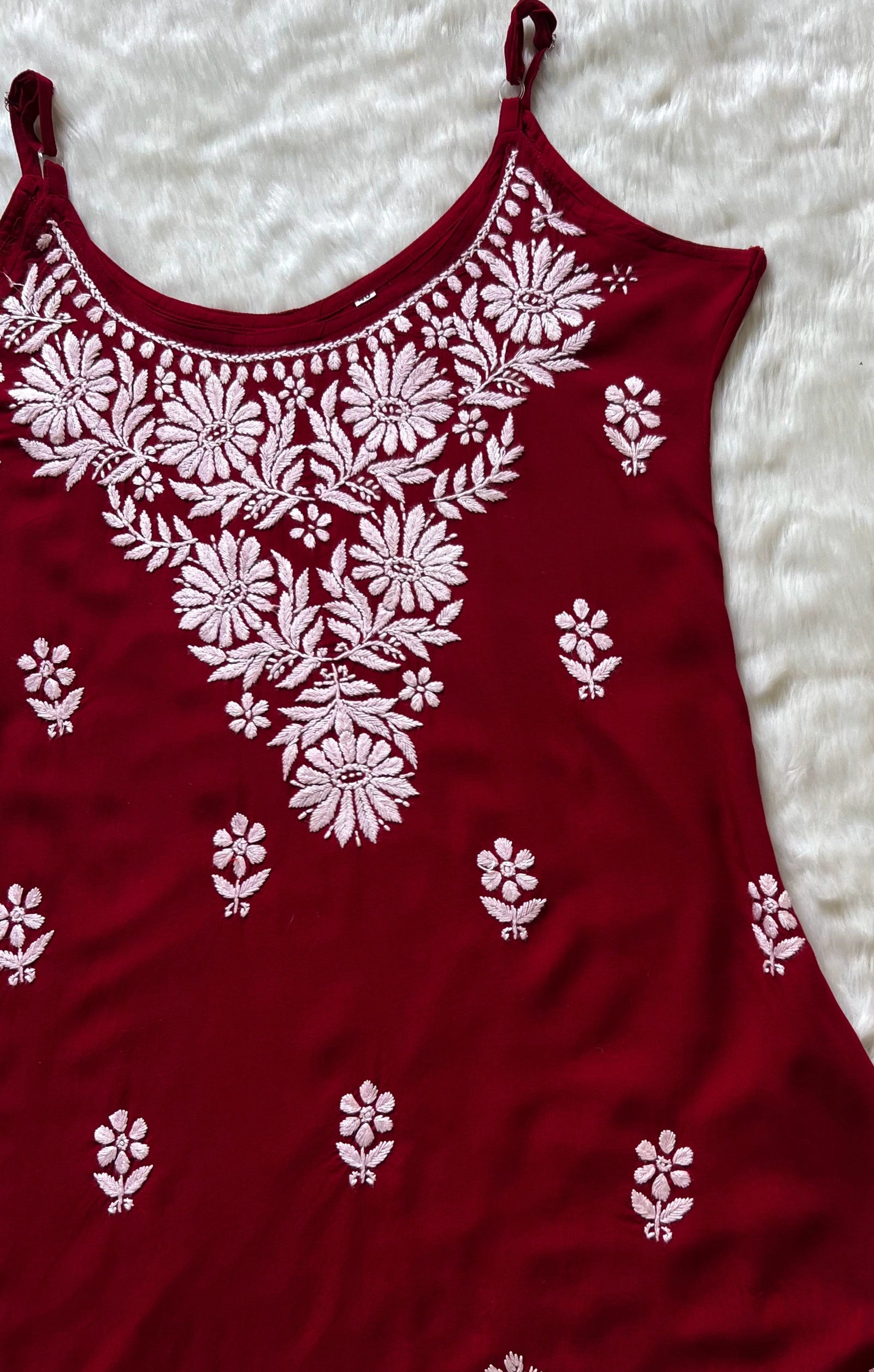 Lyla Maroon Sleeveless Short Rayon Kurti