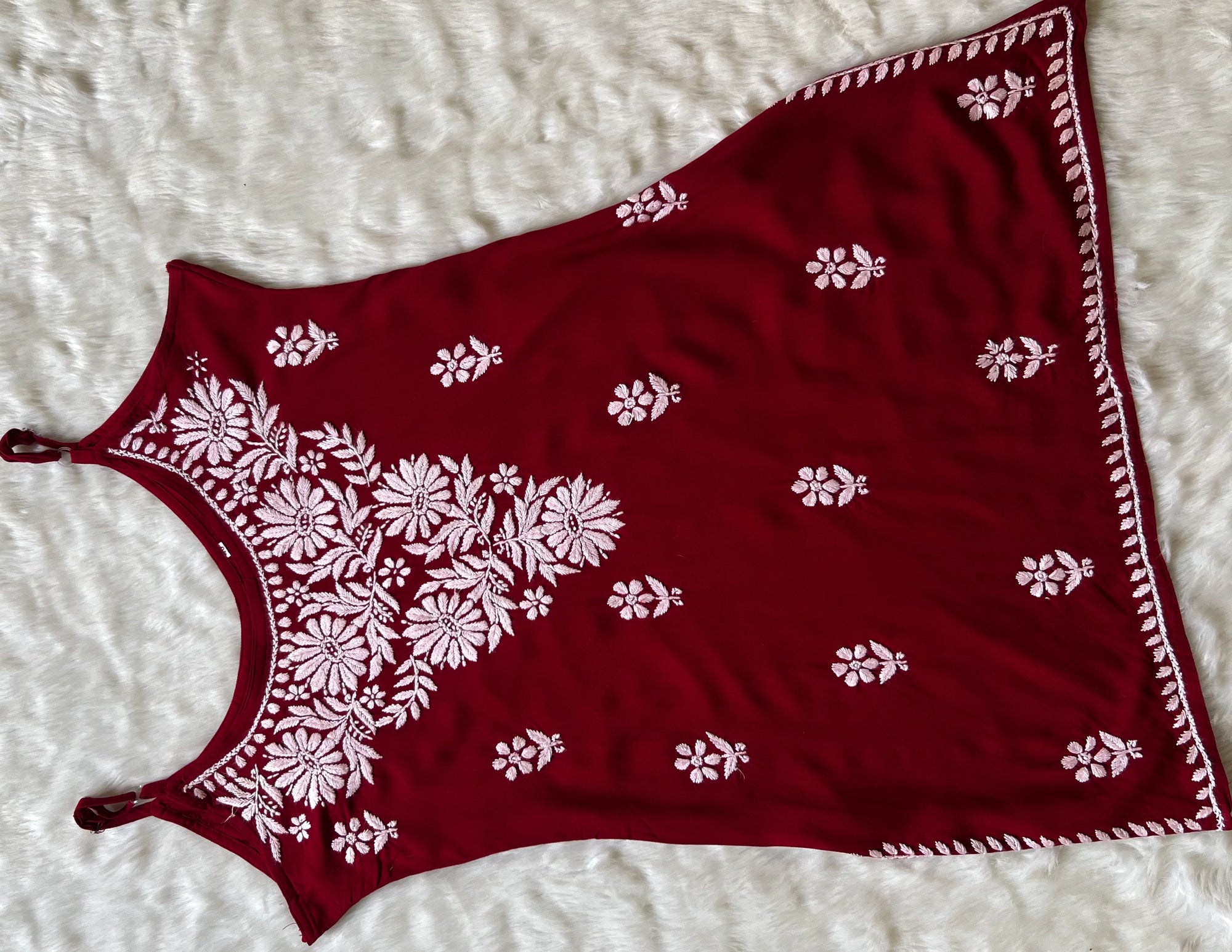 Lyla Maroon Sleeveless Short Rayon Kurti
