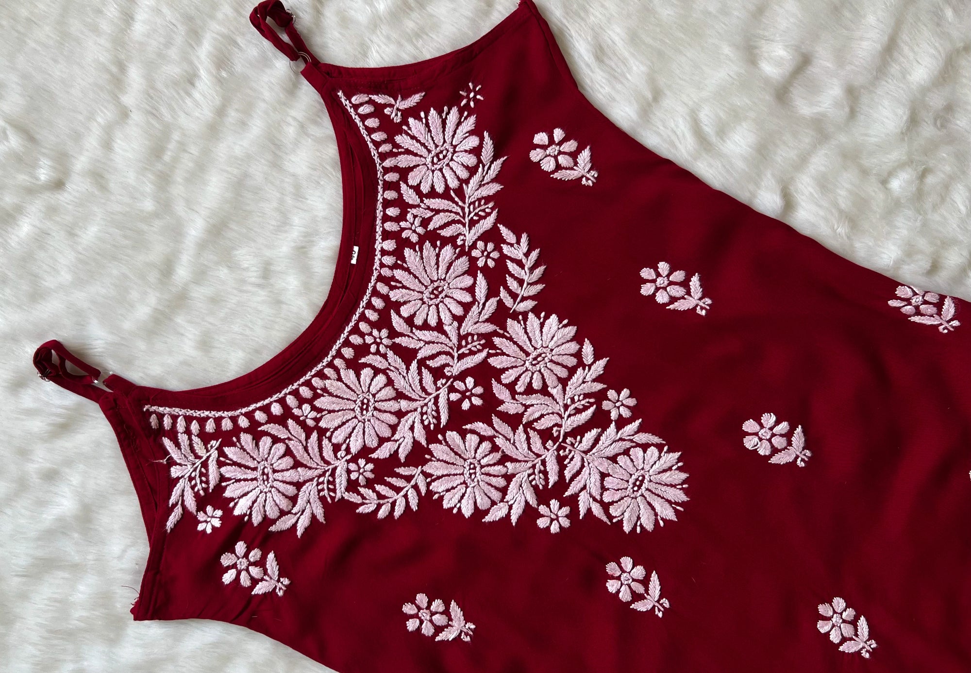Lyla Maroon Sleeveless Short Rayon Kurti