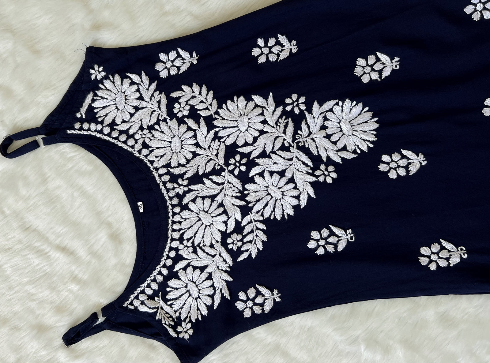 Lyla Navy Blue Sleeveless Short Rayon Kurti