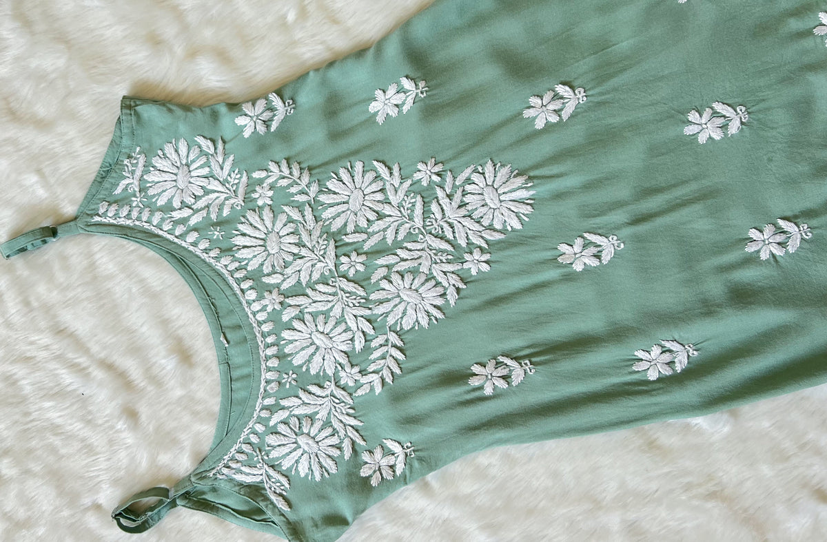 Lyla Pastel Green Sleeveless Short Rayon Kurti