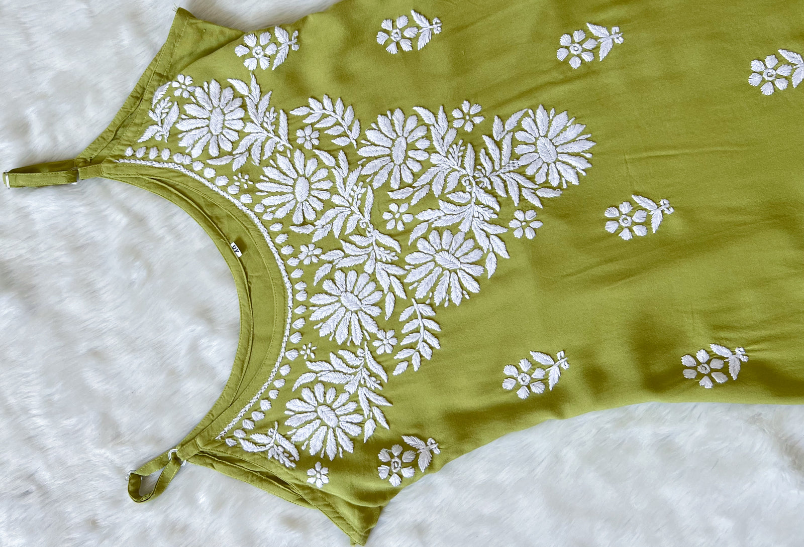 Lyla Pista Green Sleeveless Short Rayon Kurti