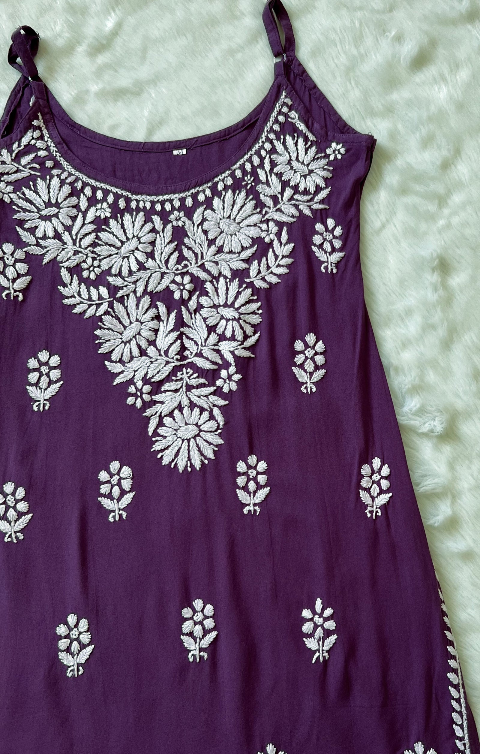 Lyla Purple Sleeveless Short Rayon Kurti