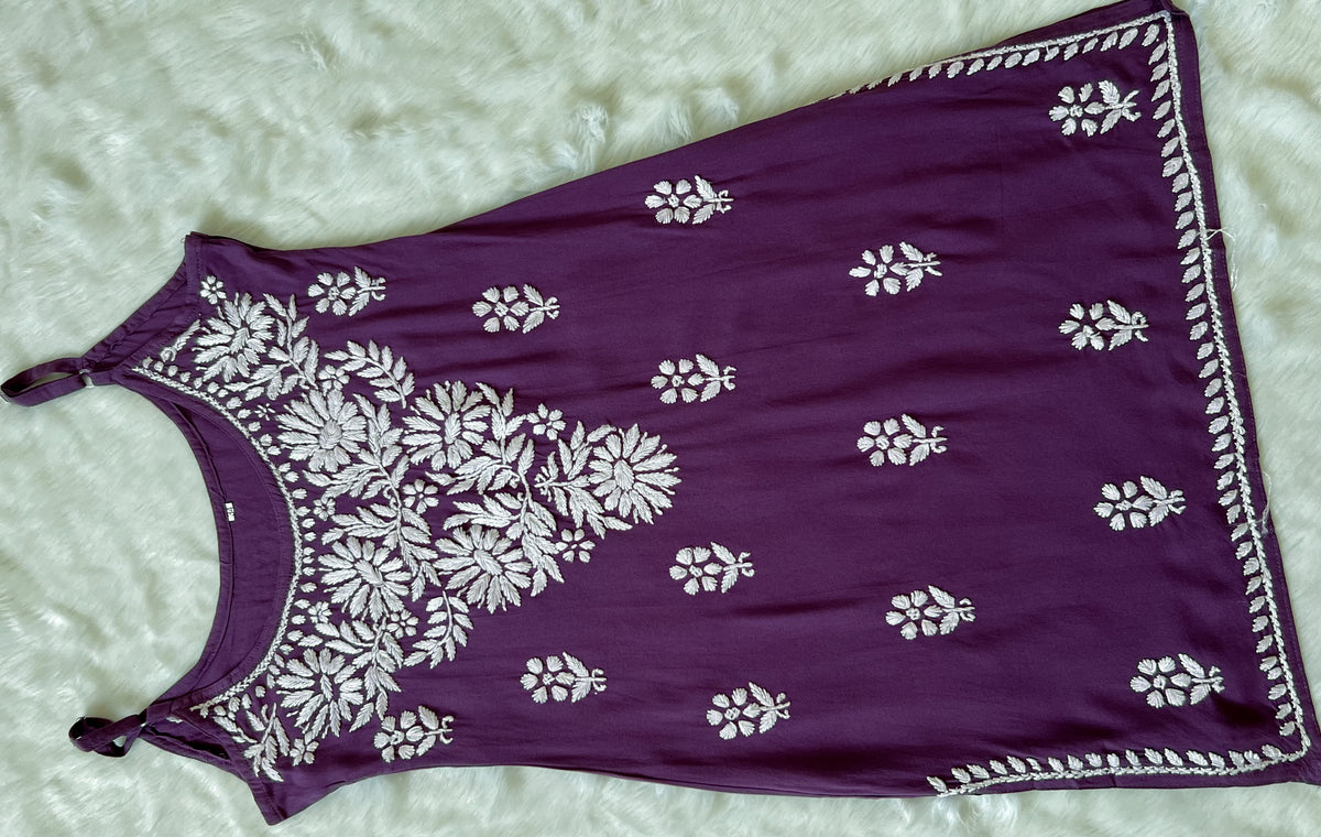 Lyla Purple Sleeveless Short Rayon Kurti