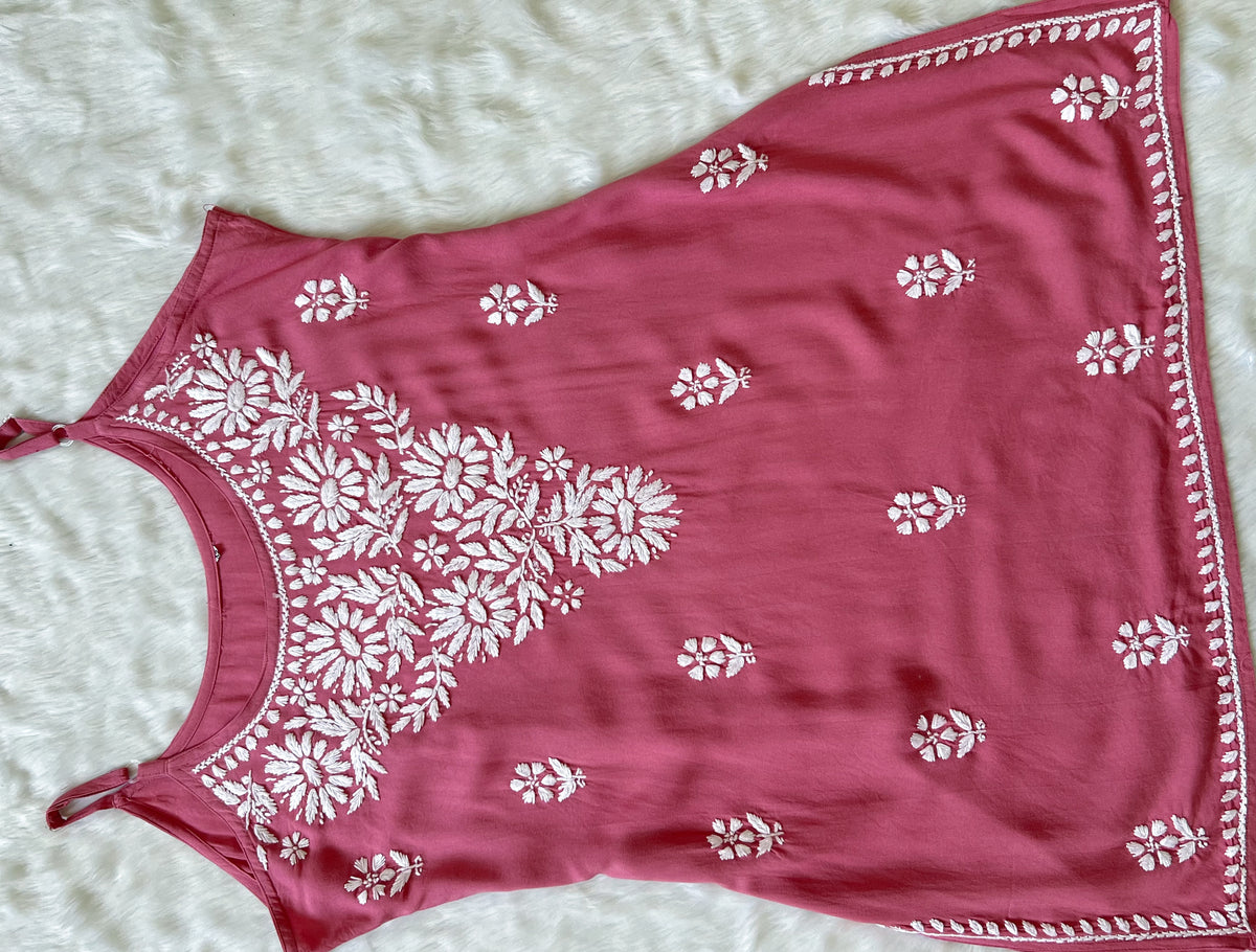 Lyla Rose Pink Sleeveless Short Rayon Kurti