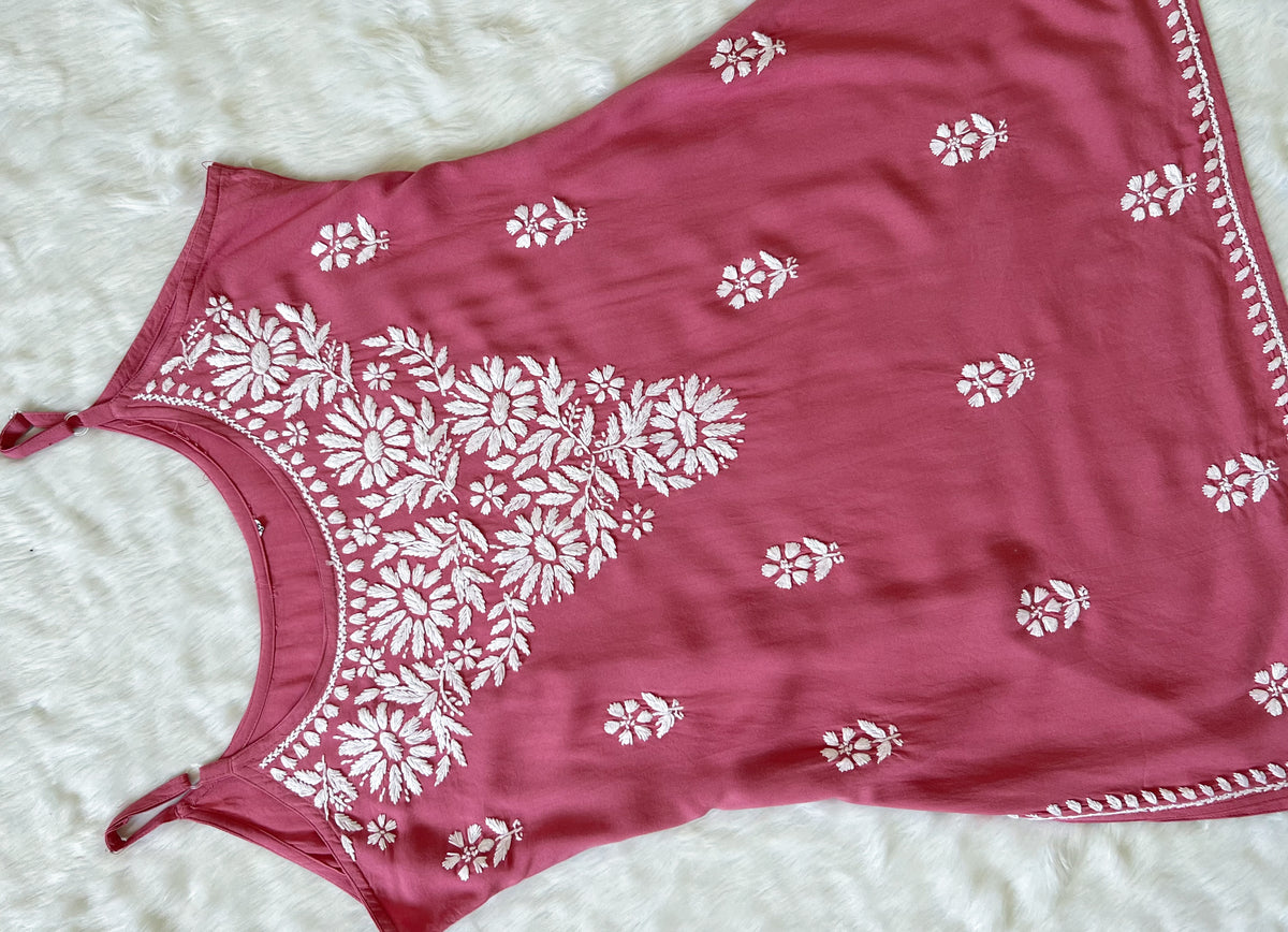 Lyla Rose Pink Sleeveless Short Rayon Kurti