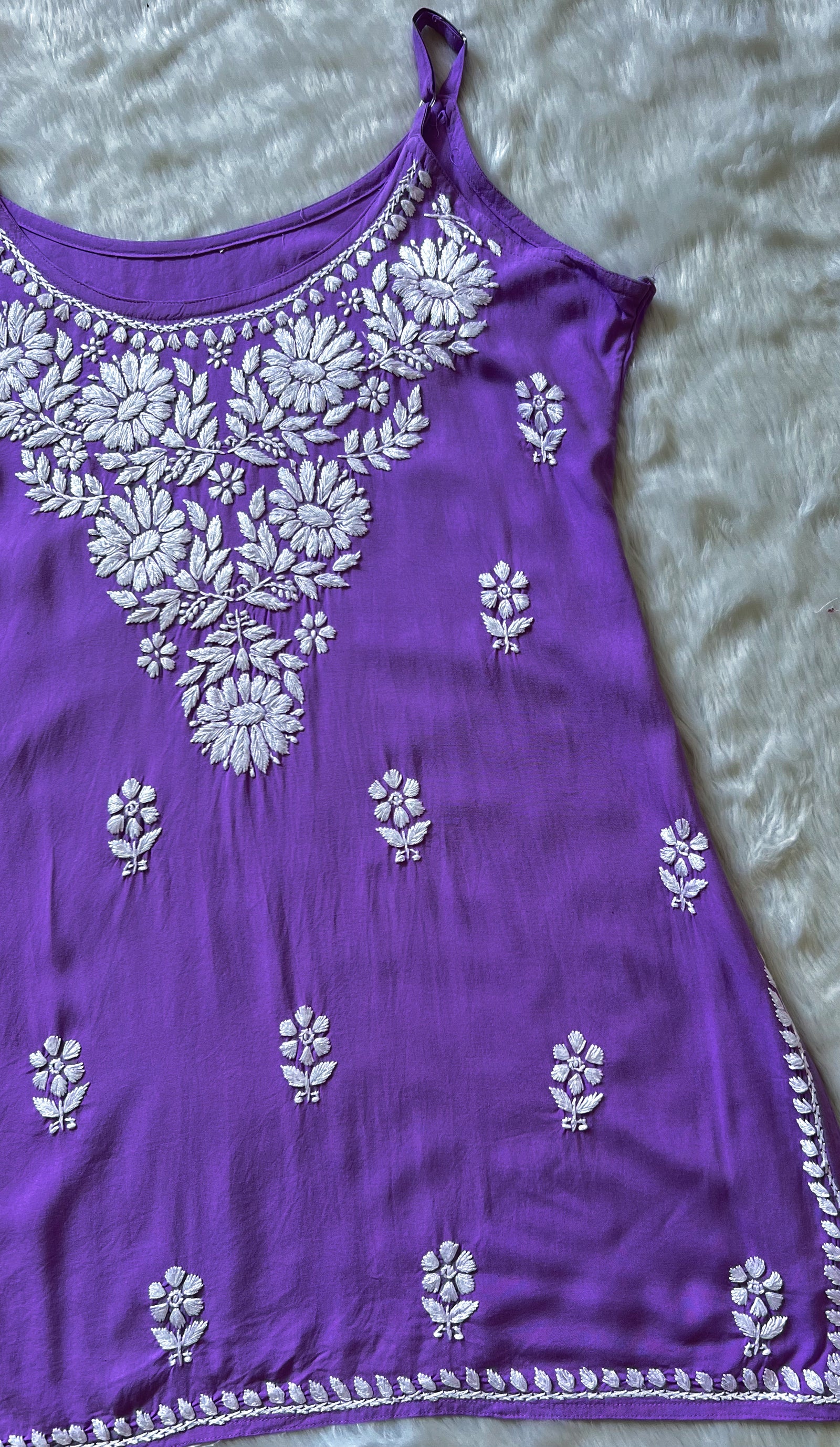 Lyla Royal Purple Sleeveless Short Rayon Kurti