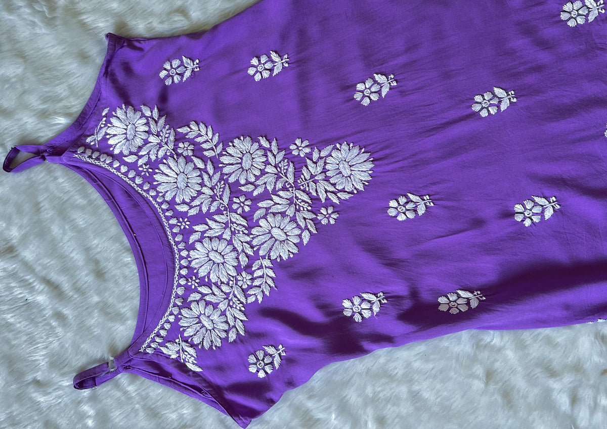 Lyla Royal Purple Sleeveless Short Rayon Kurti