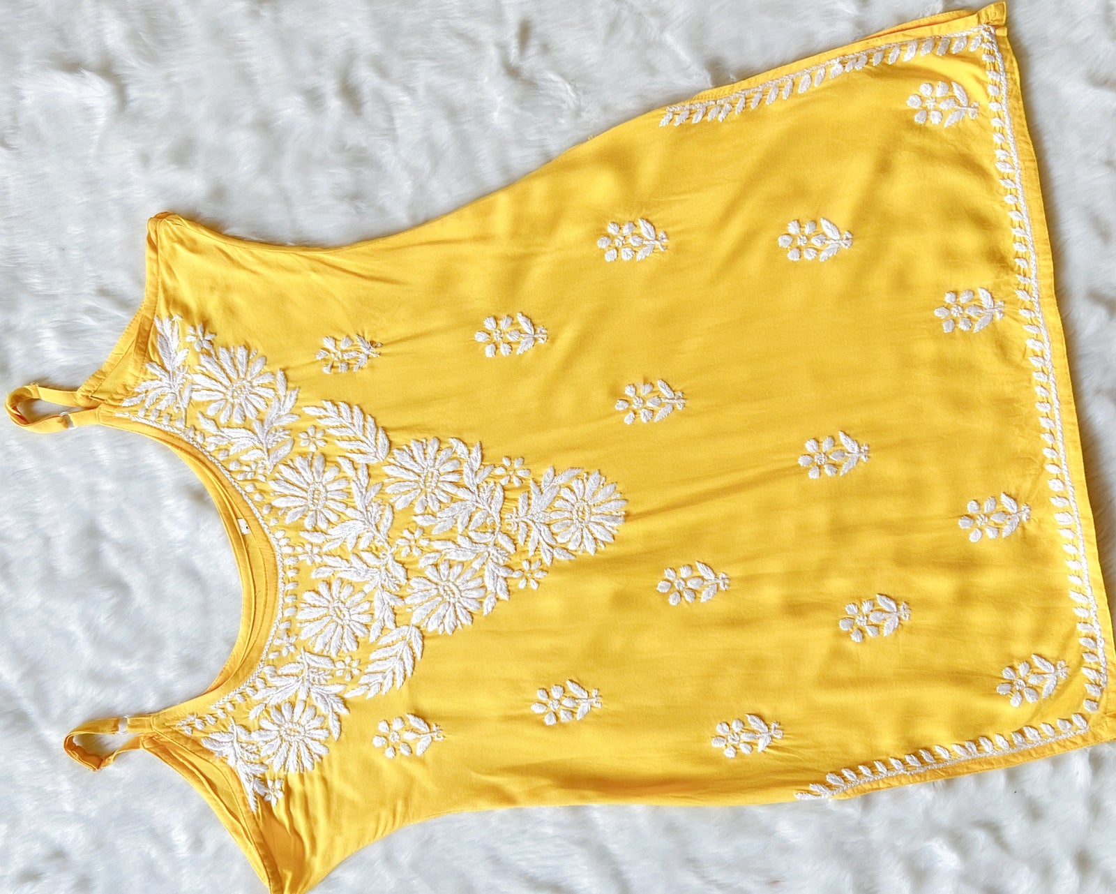 Lyla Yellow Sleeveless Short Rayon Kurti