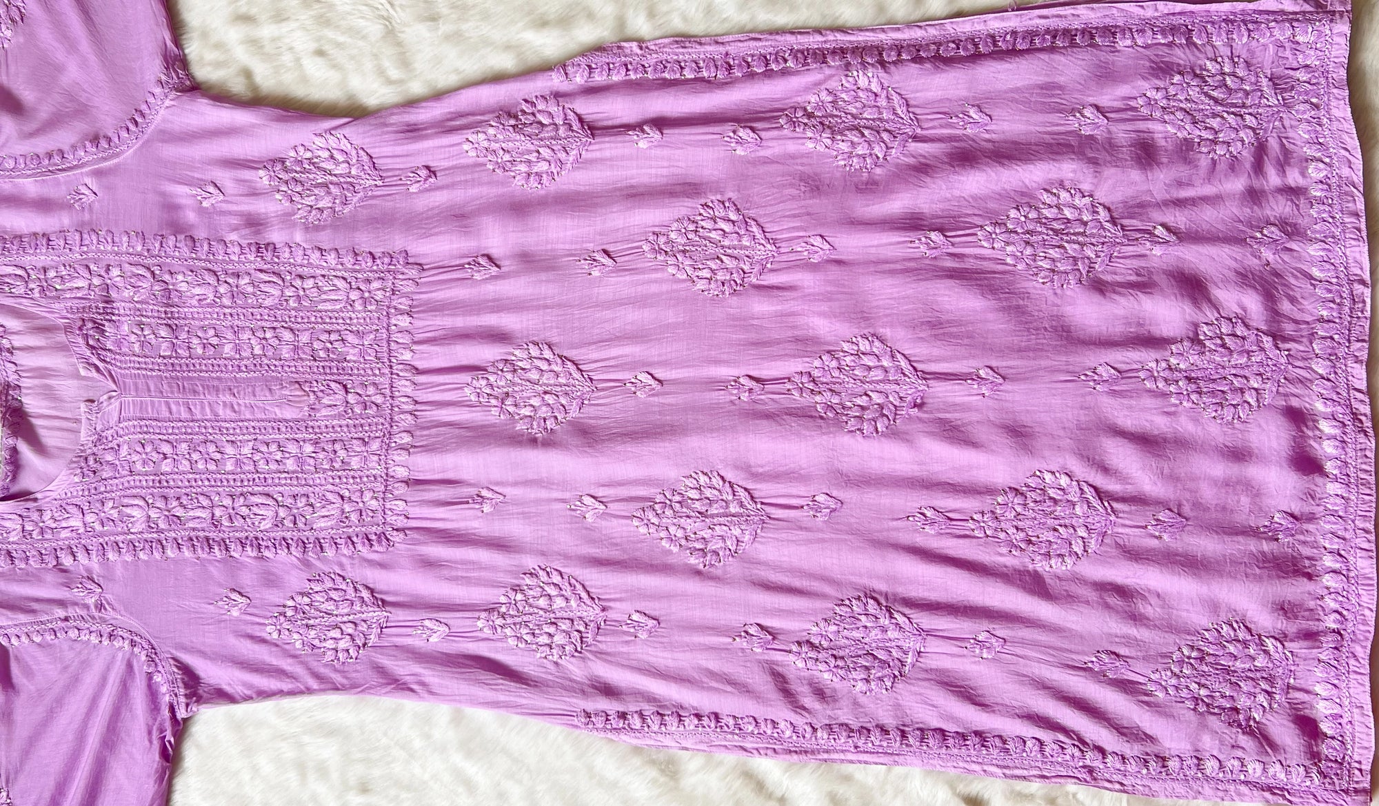 Maha Lavender Muslin Kurta with Mukesh & Chikankari Handwork