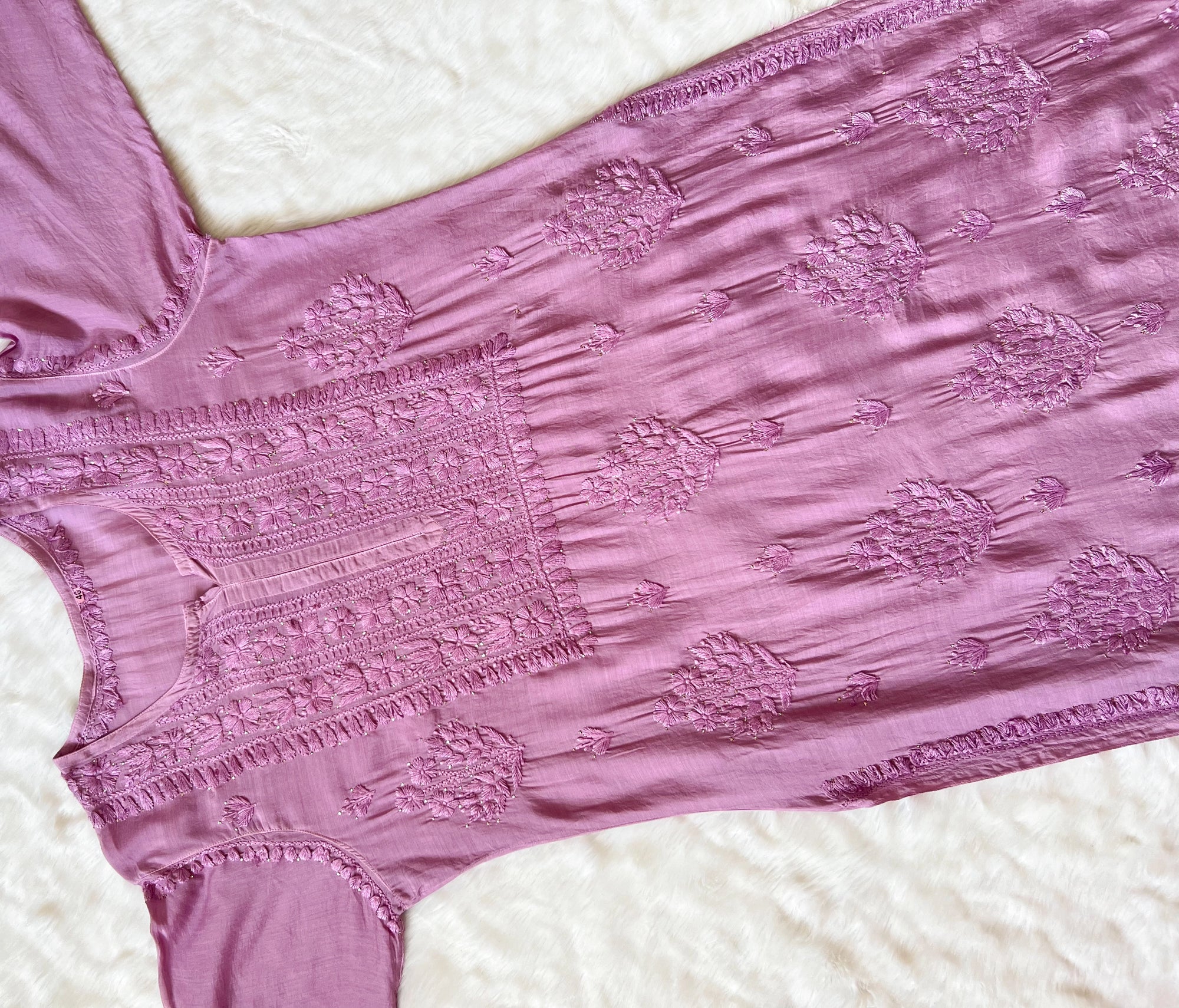 Maha Mauve Purple Muslin Kurta with Mukesh & Chikankari Handwork