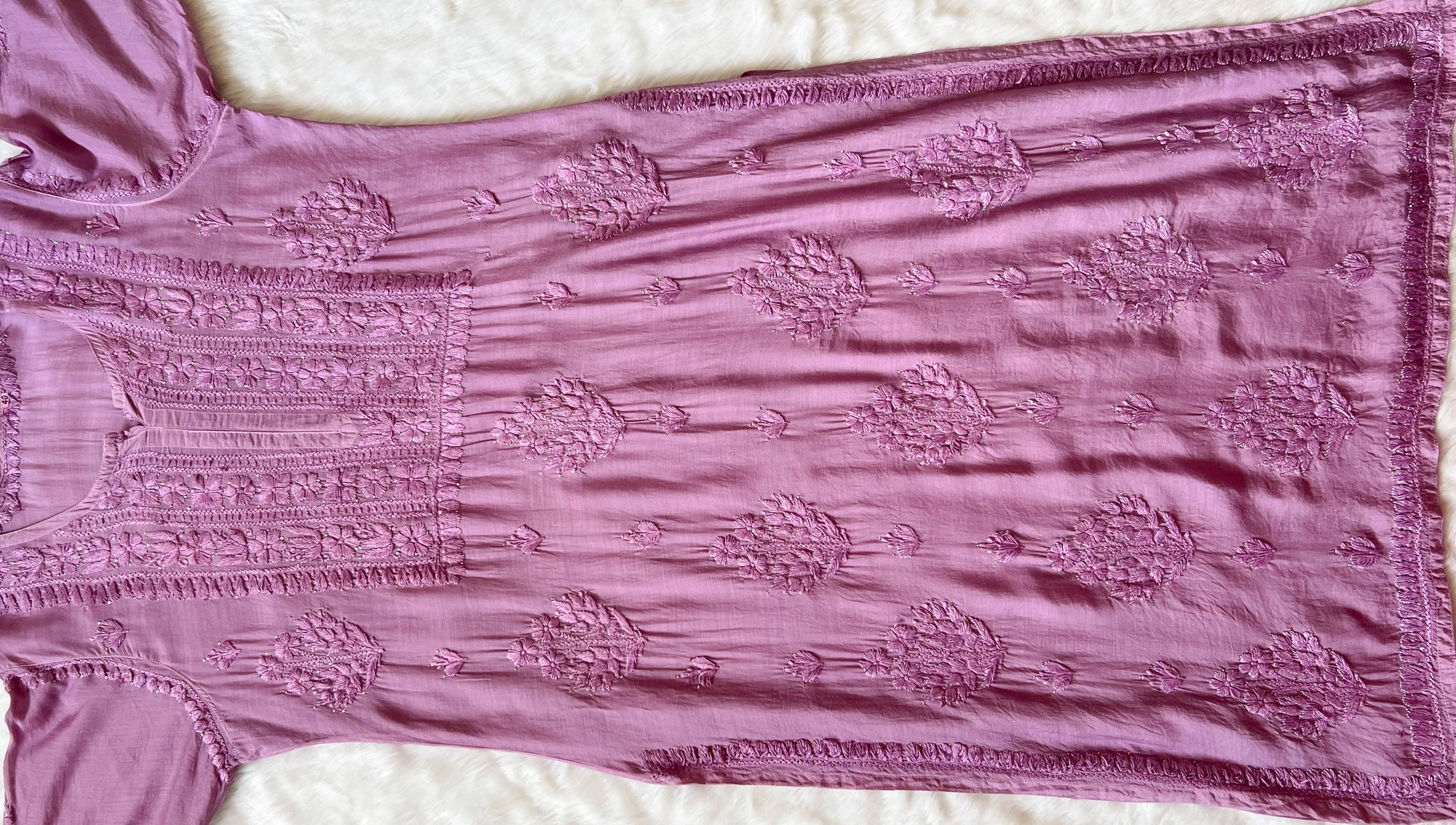 Maha Mauve Purple Muslin Kurta with Mukesh & Chikankari Handwork