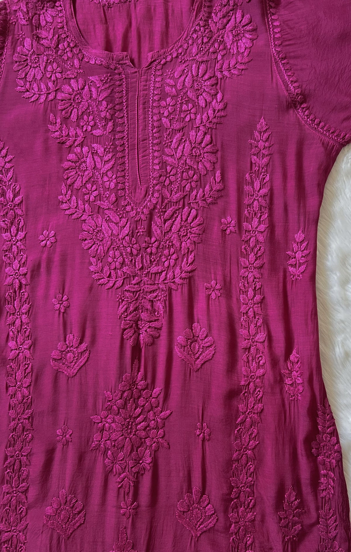 Mahi Candy Pink Muslin Chikan Kurta