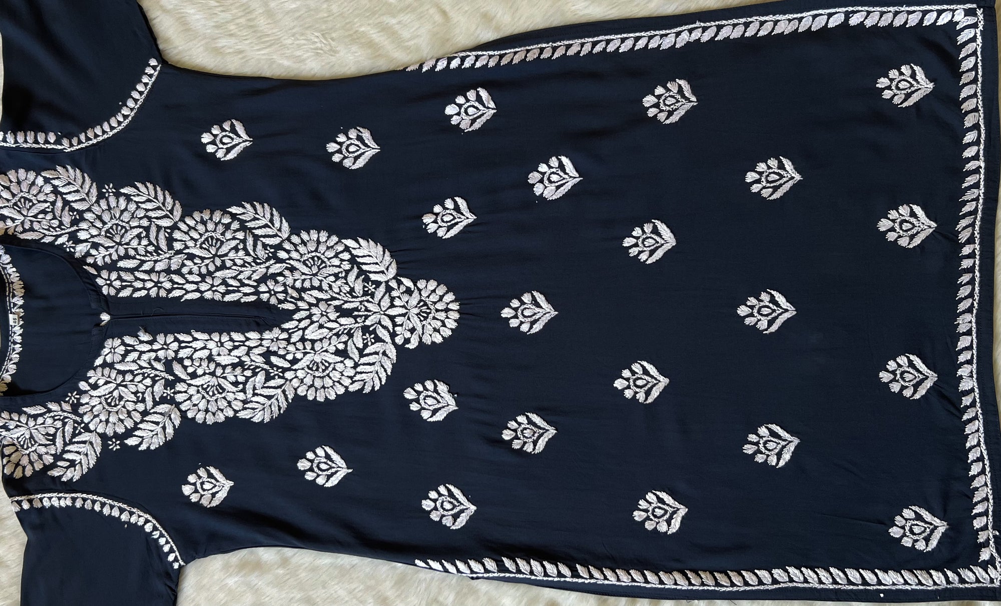 Mahi Grey Long Rayon Chikankari Kurta