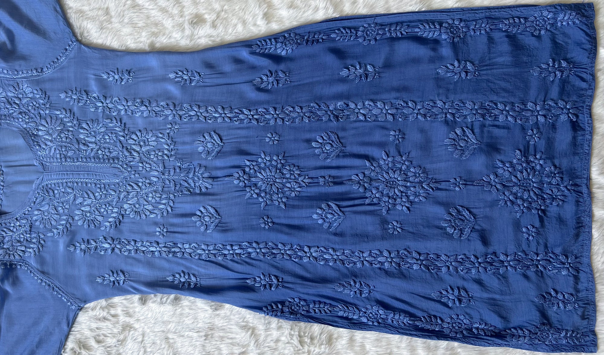 Mahi Ice Blue Muslin Chikan Kurta