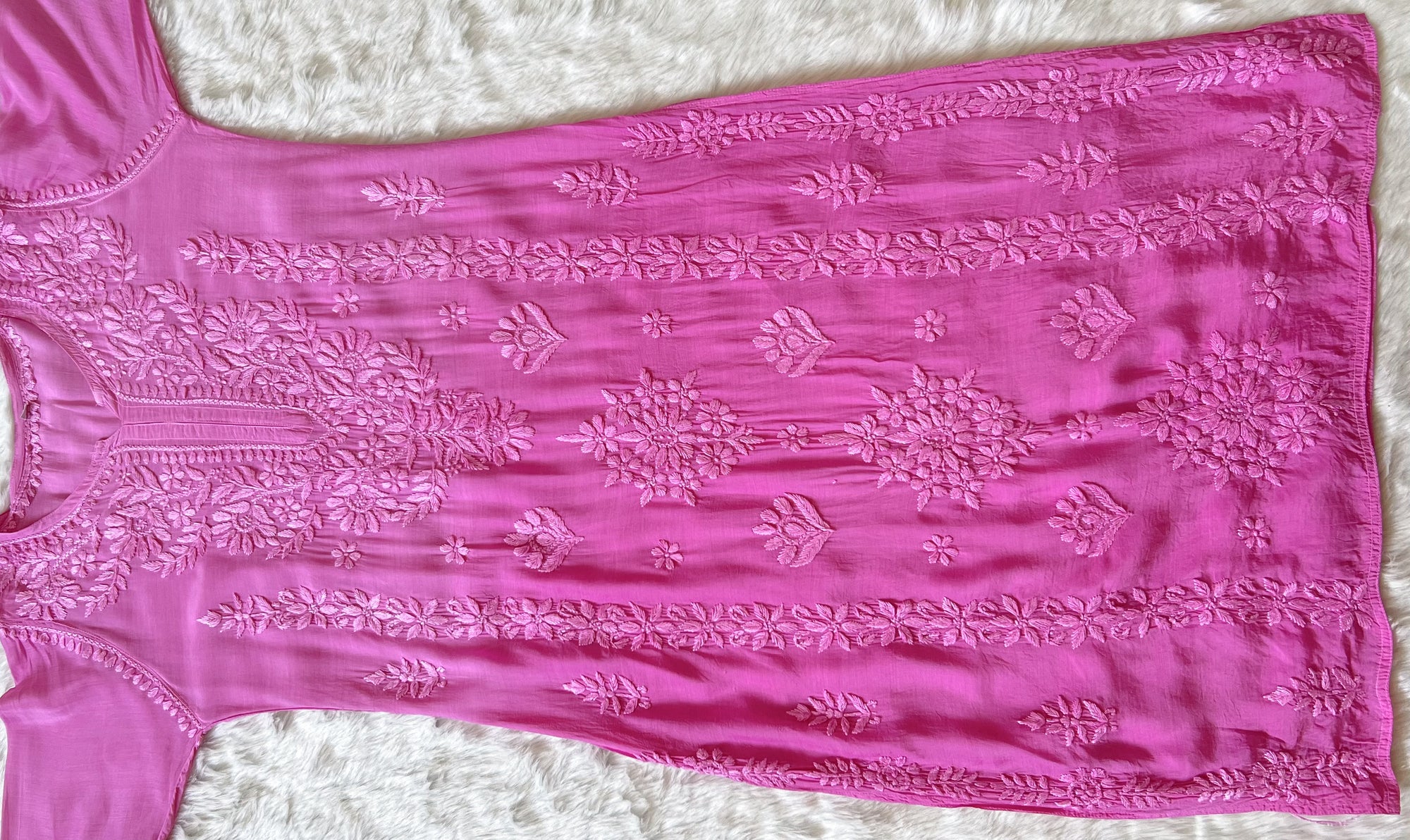 Mahi Pink Muslin Chikan Kurta