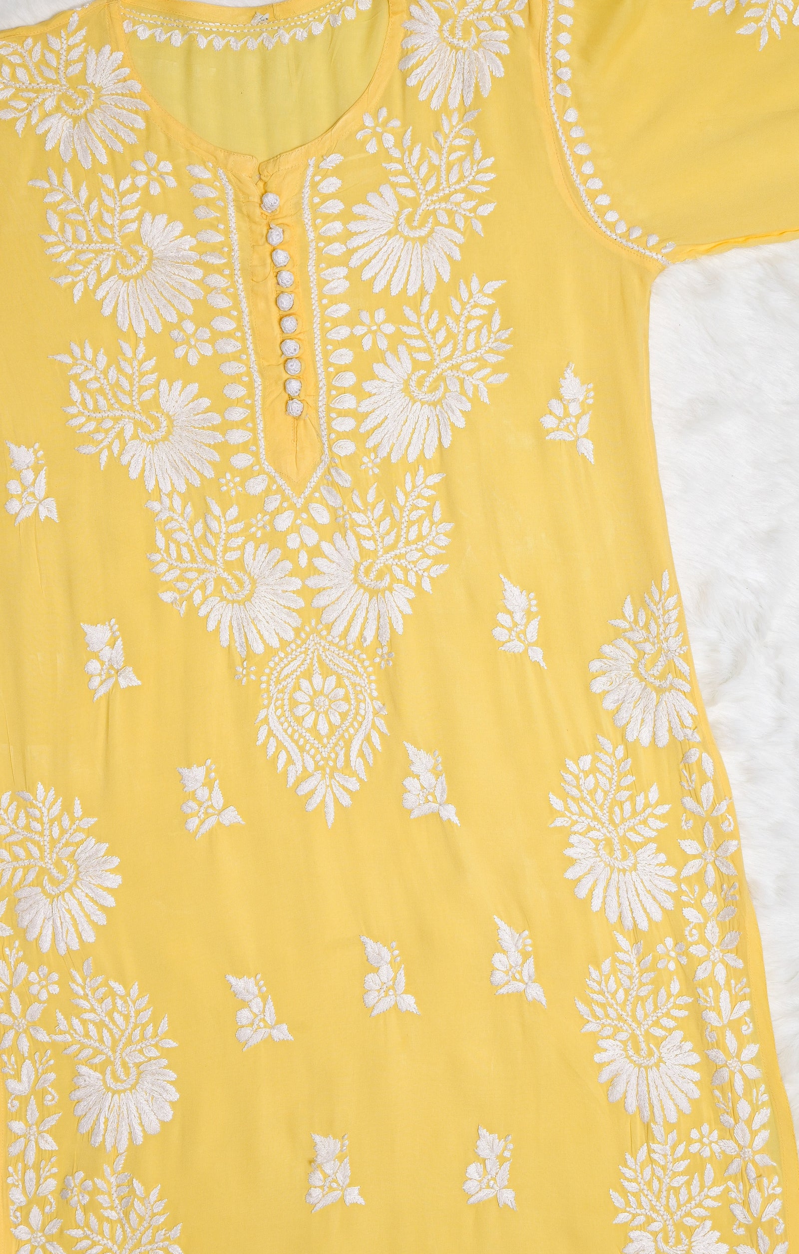 Mango Yellow Modal Kurta with Chikankari Handwork