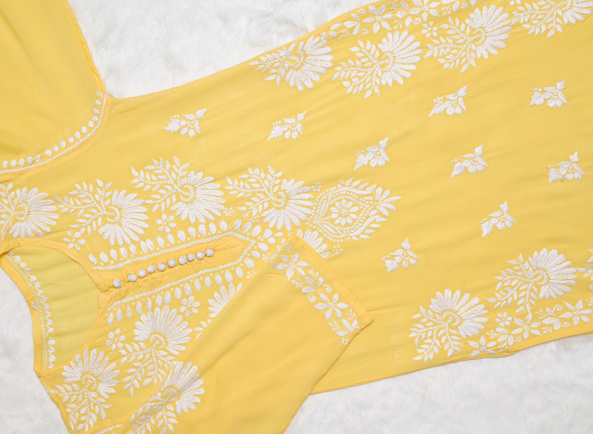 Mango Yellow Modal Kurta with Chikankari Handwork