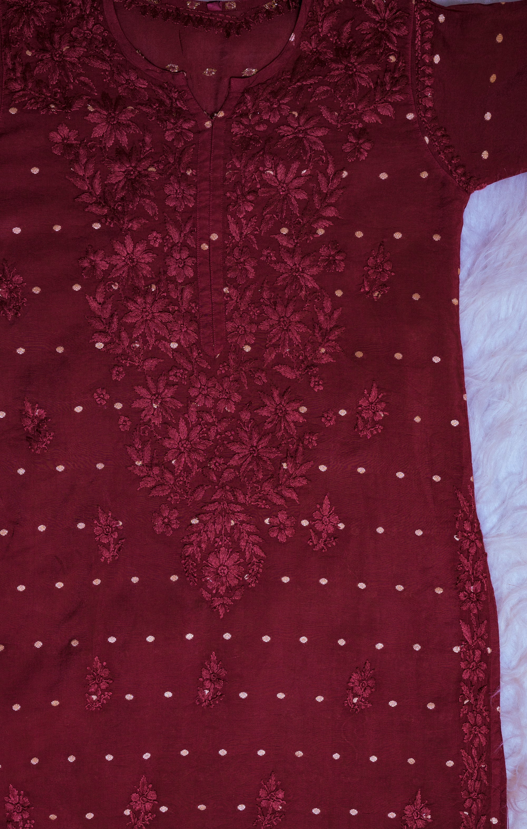 Maroon Chanderi Banarasi Kurta