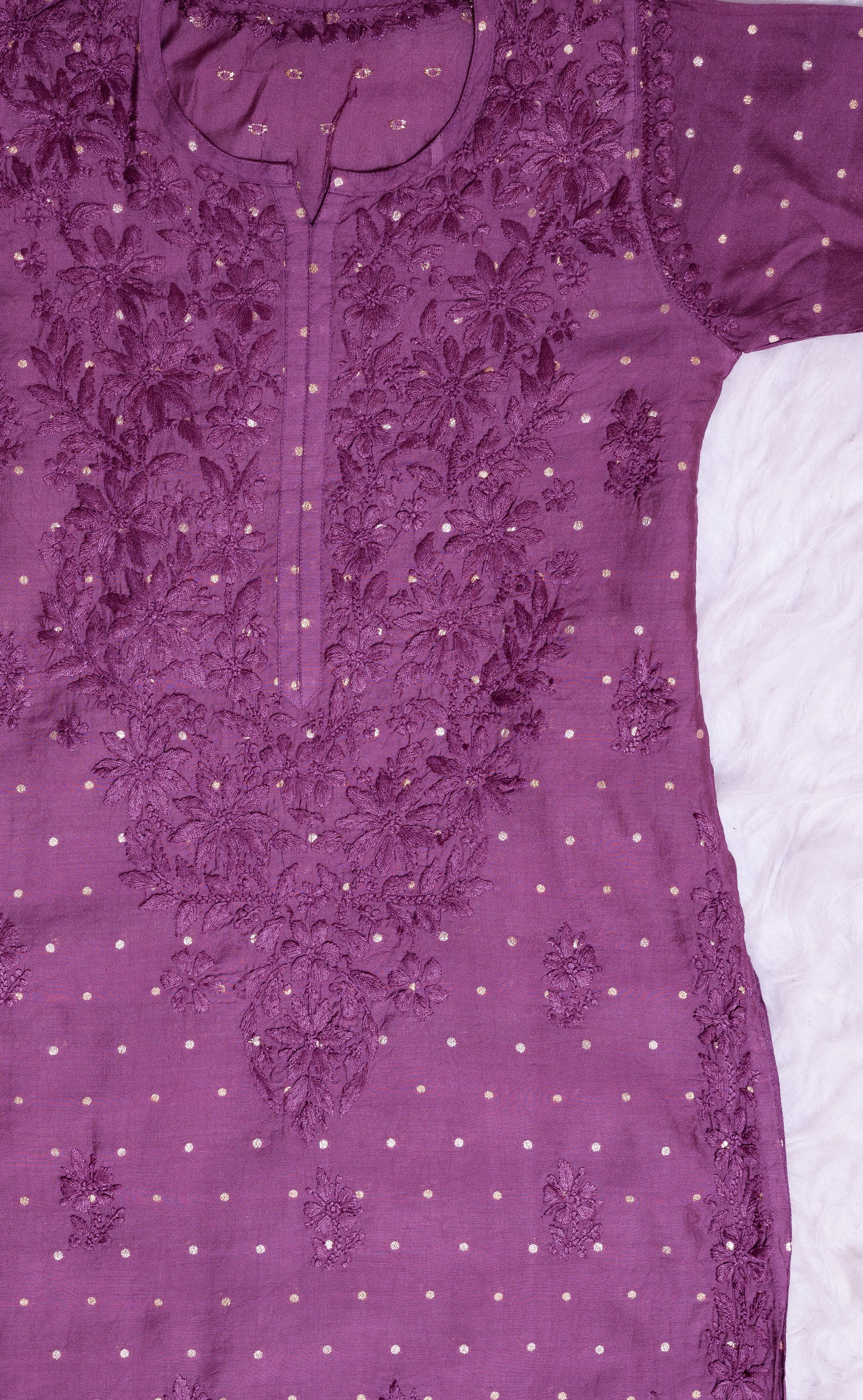 Mauve Purple Chanderi Banarasi Kurta