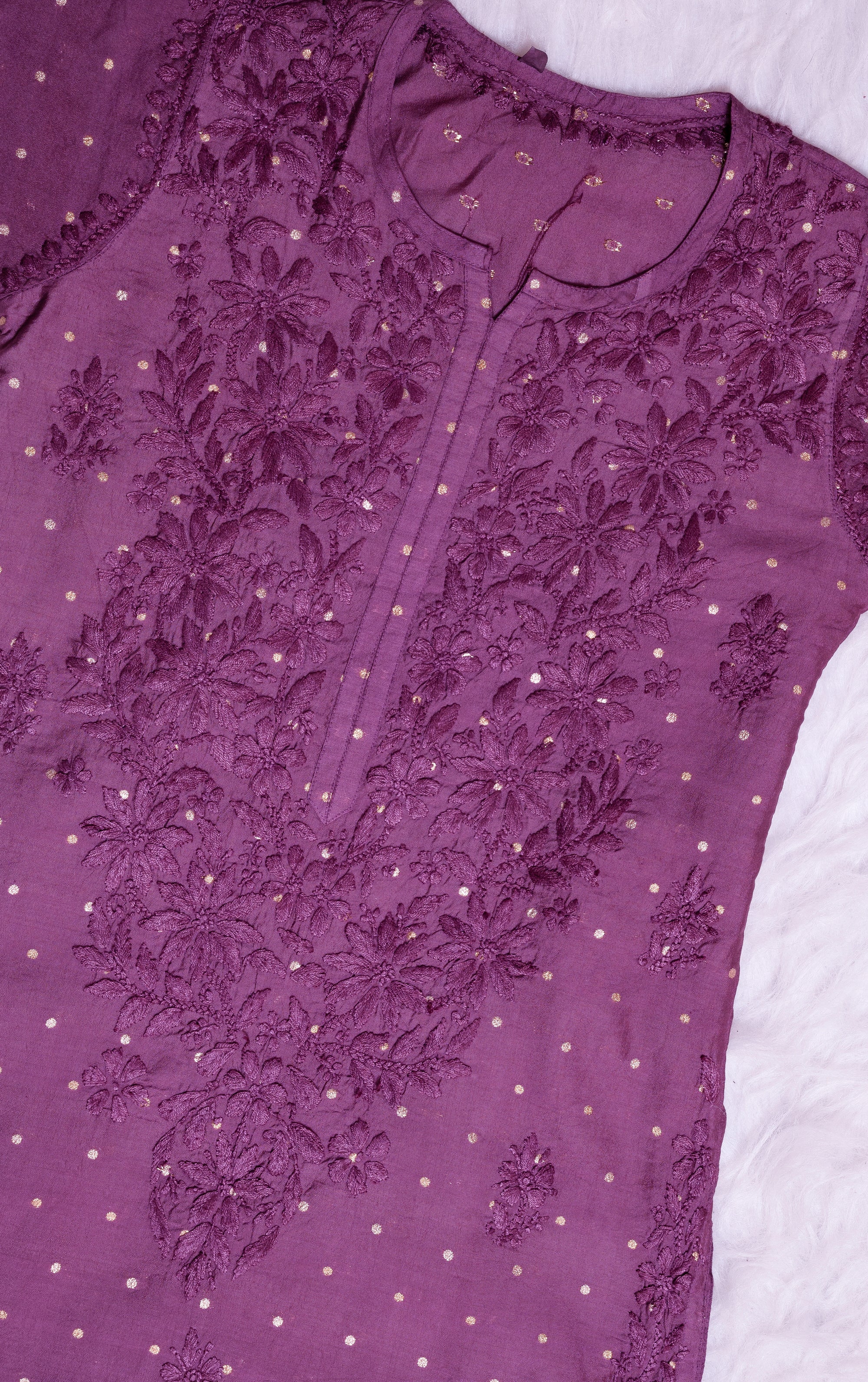 Mauve Purple Chanderi Banarasi Kurta