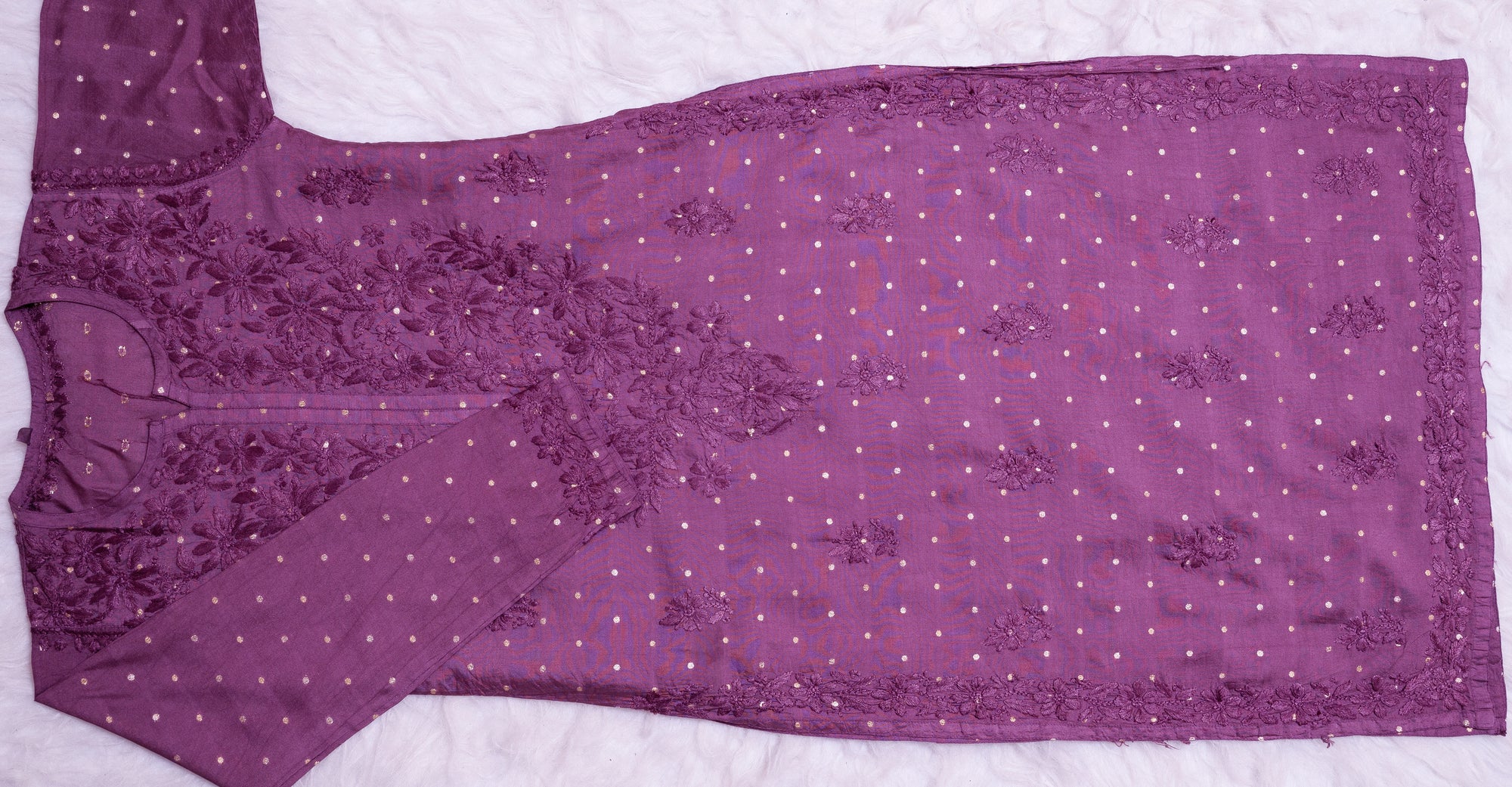 Mauve Purple Chanderi Banarasi Kurta