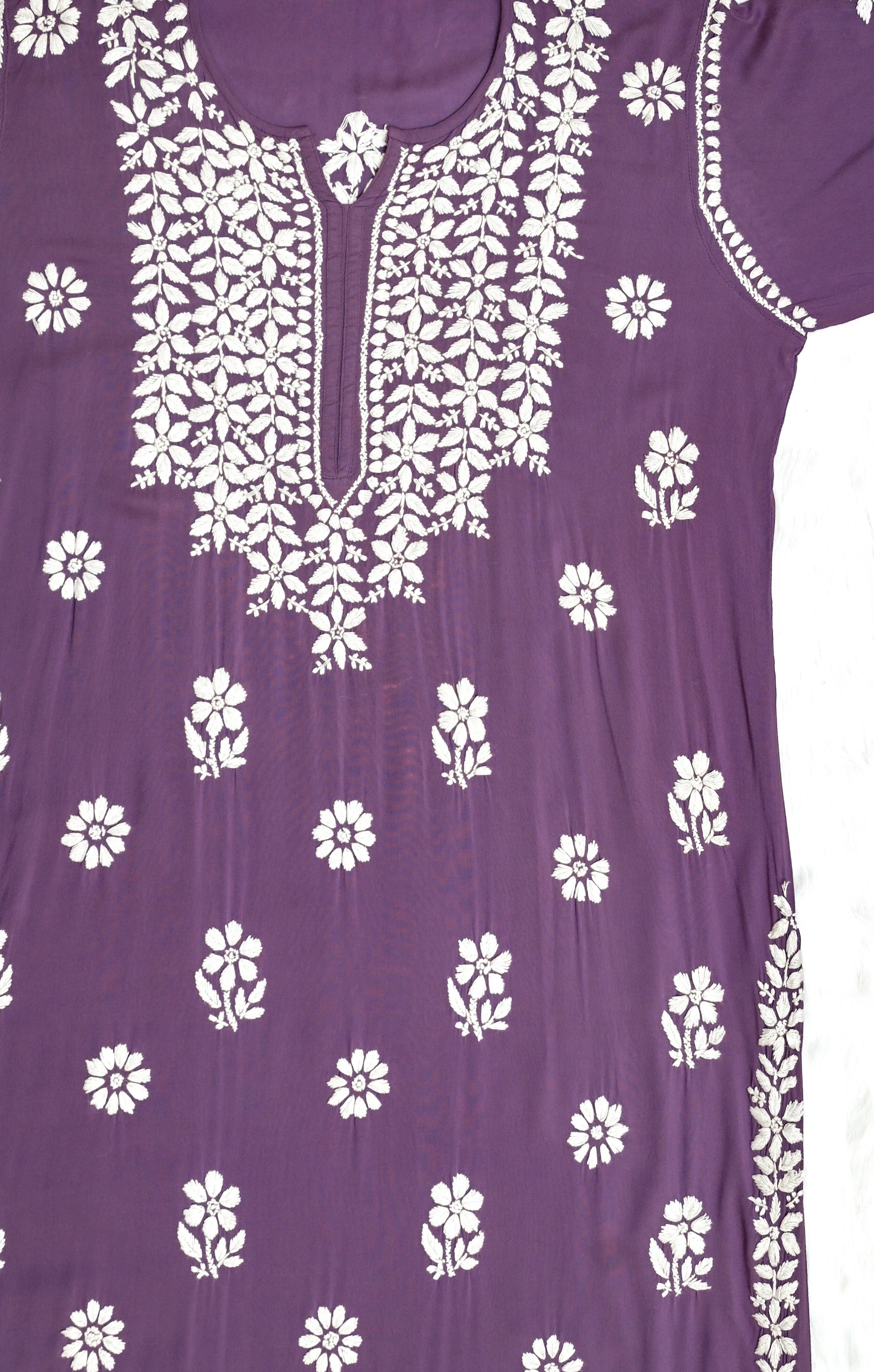 Mauve Purple Colour Long Modal Chikankari Kurta