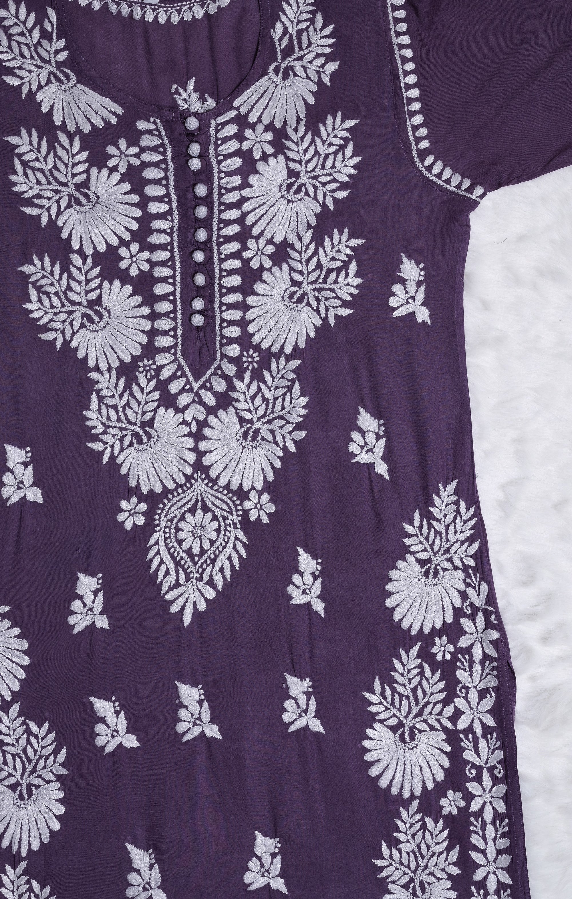 Mauve purple Modal Kurta with Chikankari Handwork