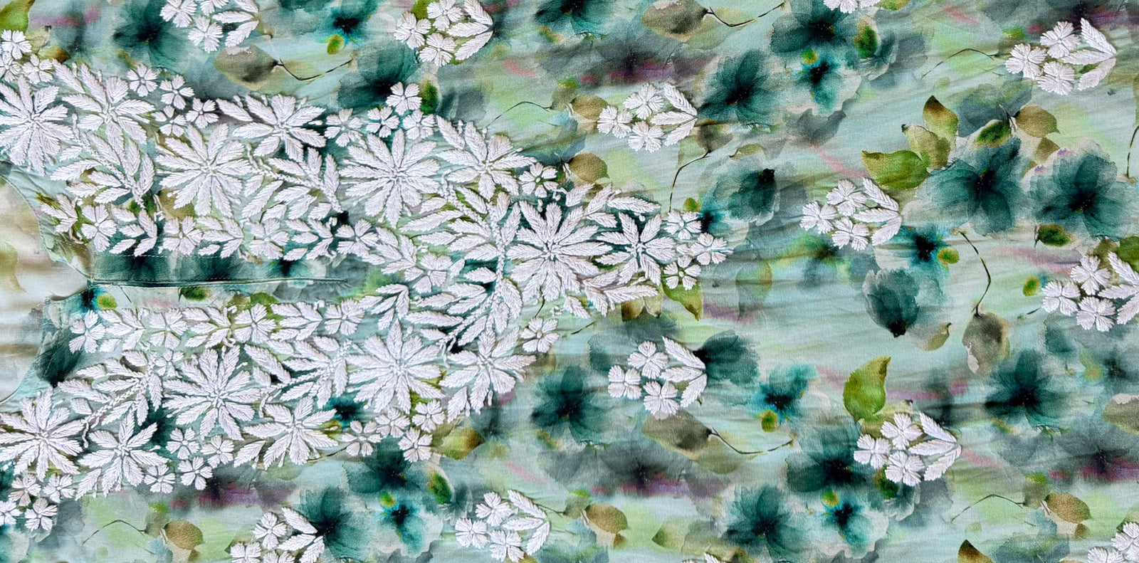 Mehr Emerald Green Rayon Printed Chikankari Kurti