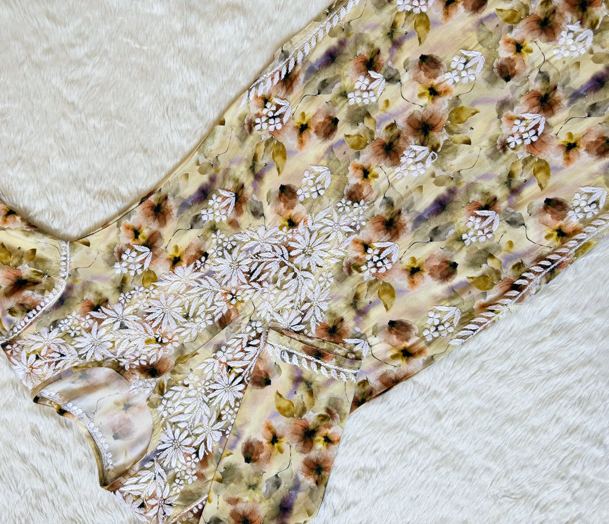 Mehr Pale Green Rayon Printed Chikankari Kurti