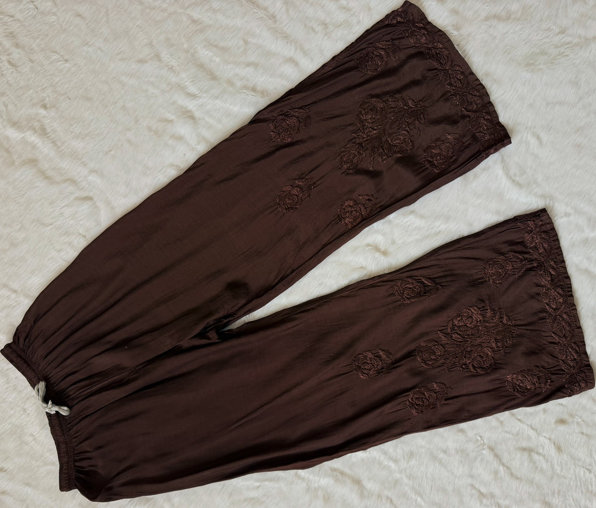 Mira Brown Chikankari Pure Muslin Silk Kurta Bottom Set