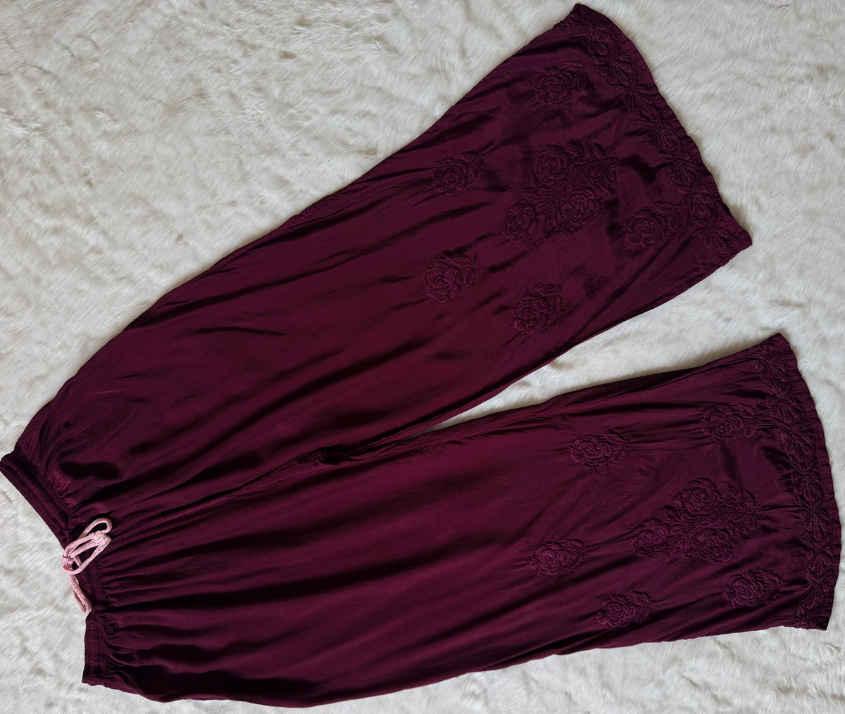 Mira Dark Purple 3D Chikankari Pure Muslin Silk Kurta Bottom Set