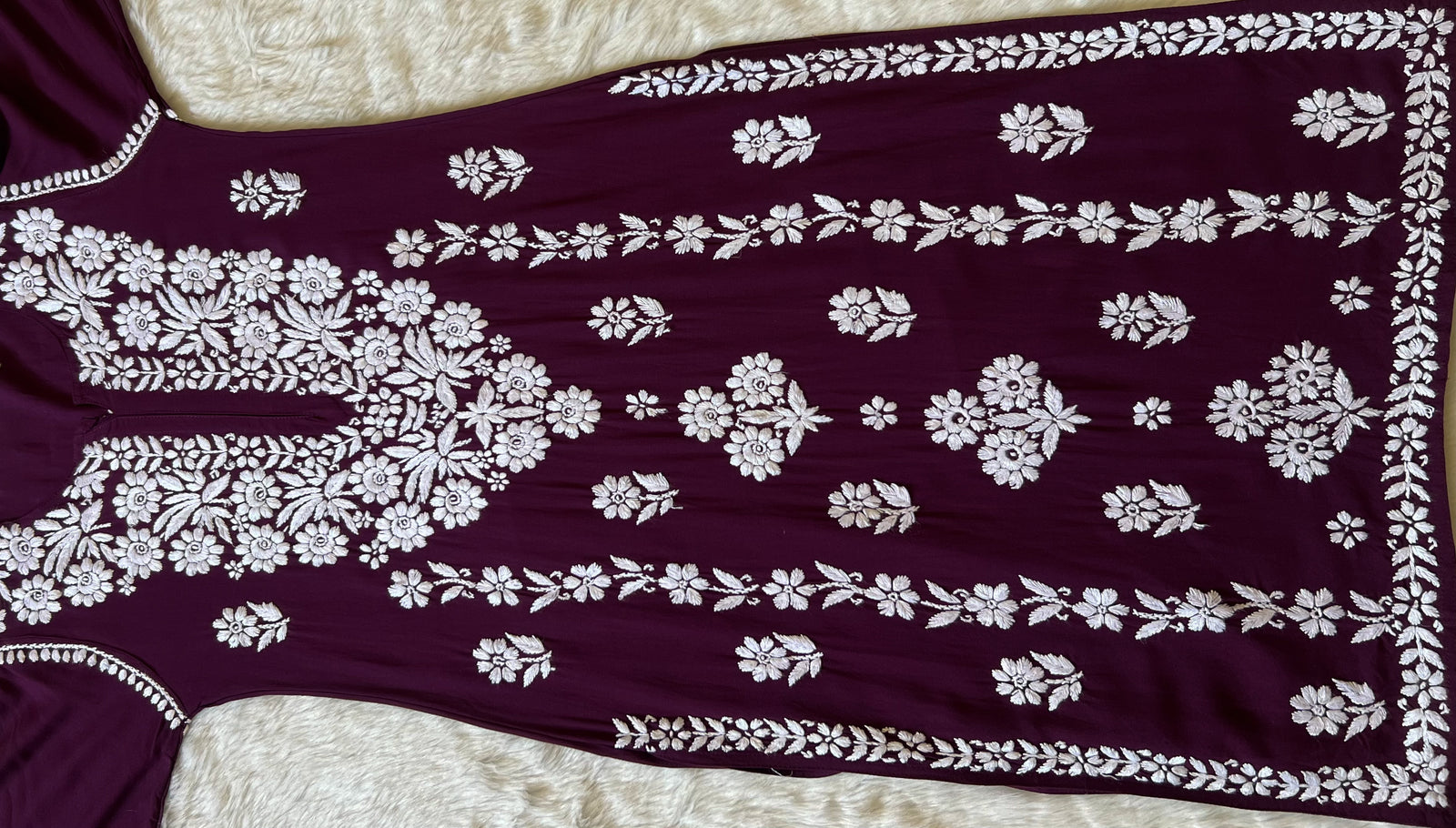 Mira Dark Purple Rayon Chikankari Handwork Set