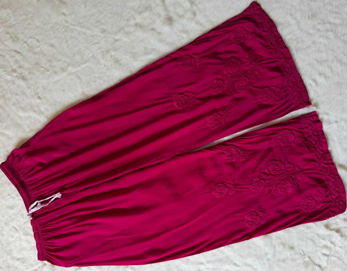 Mira Hot Pink 3D Chikankari Pure Muslin Silk Kurta Bottom Set