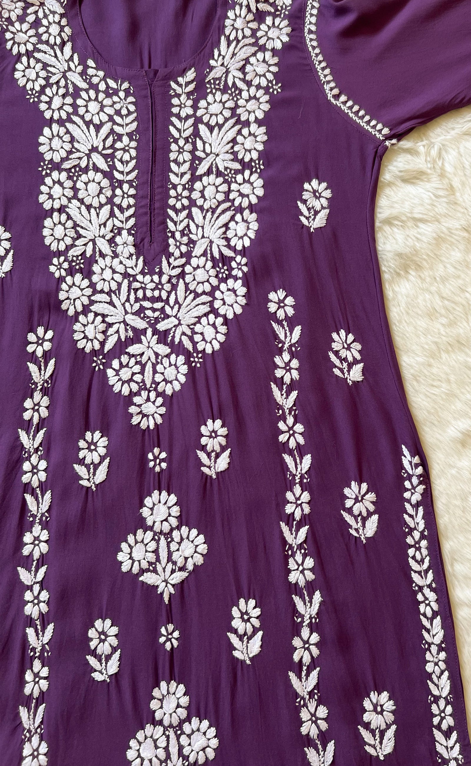 Mira Mauve Purple Rayon Chikankari Handwork Set