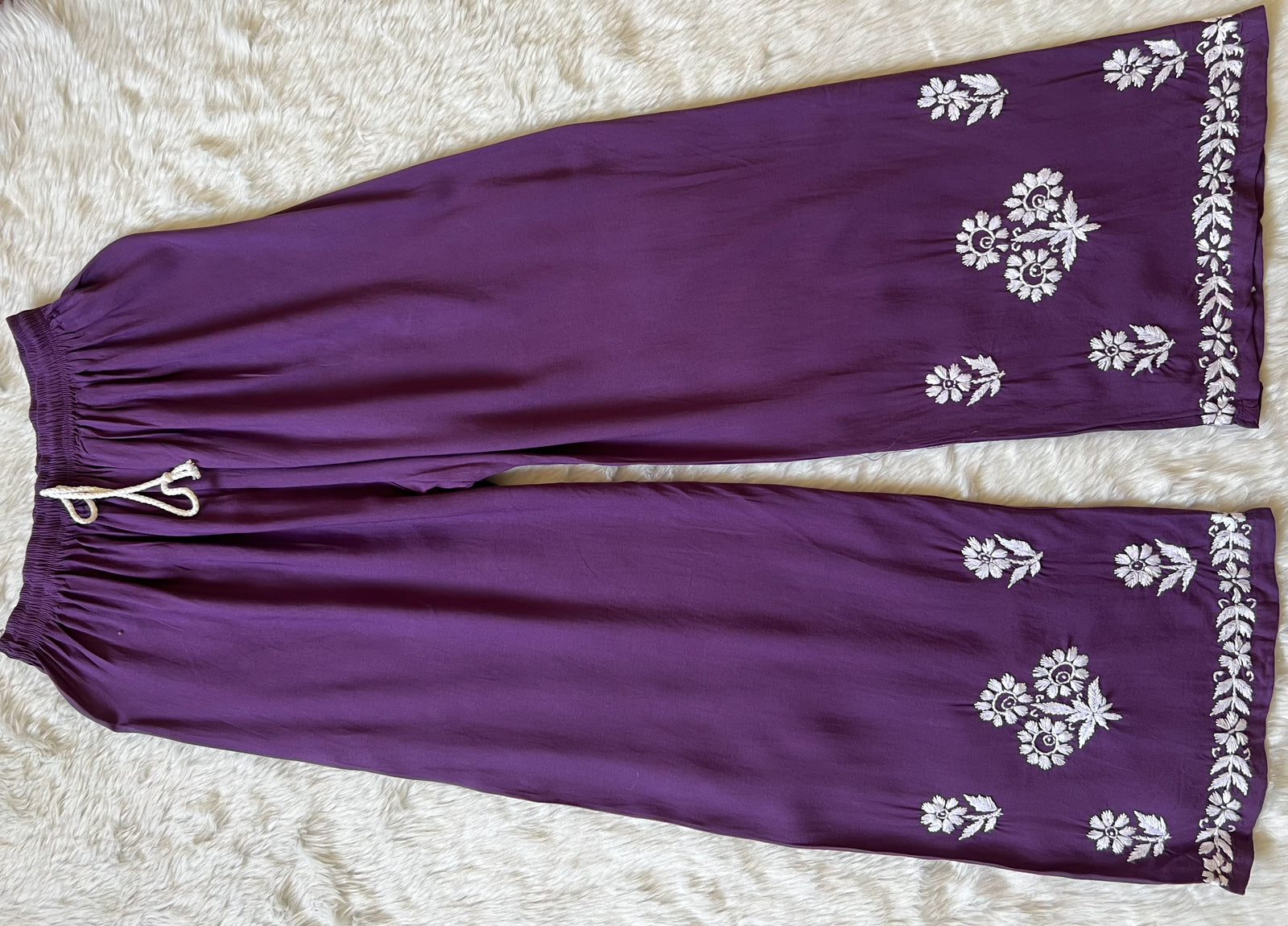 Mira Mauve Purple Rayon Chikankari Handwork Set
