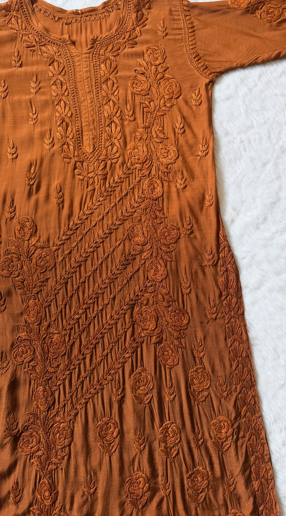 Mira Mustard 3D Chikankari Pure Muslin Silk Kurta Bottom Set