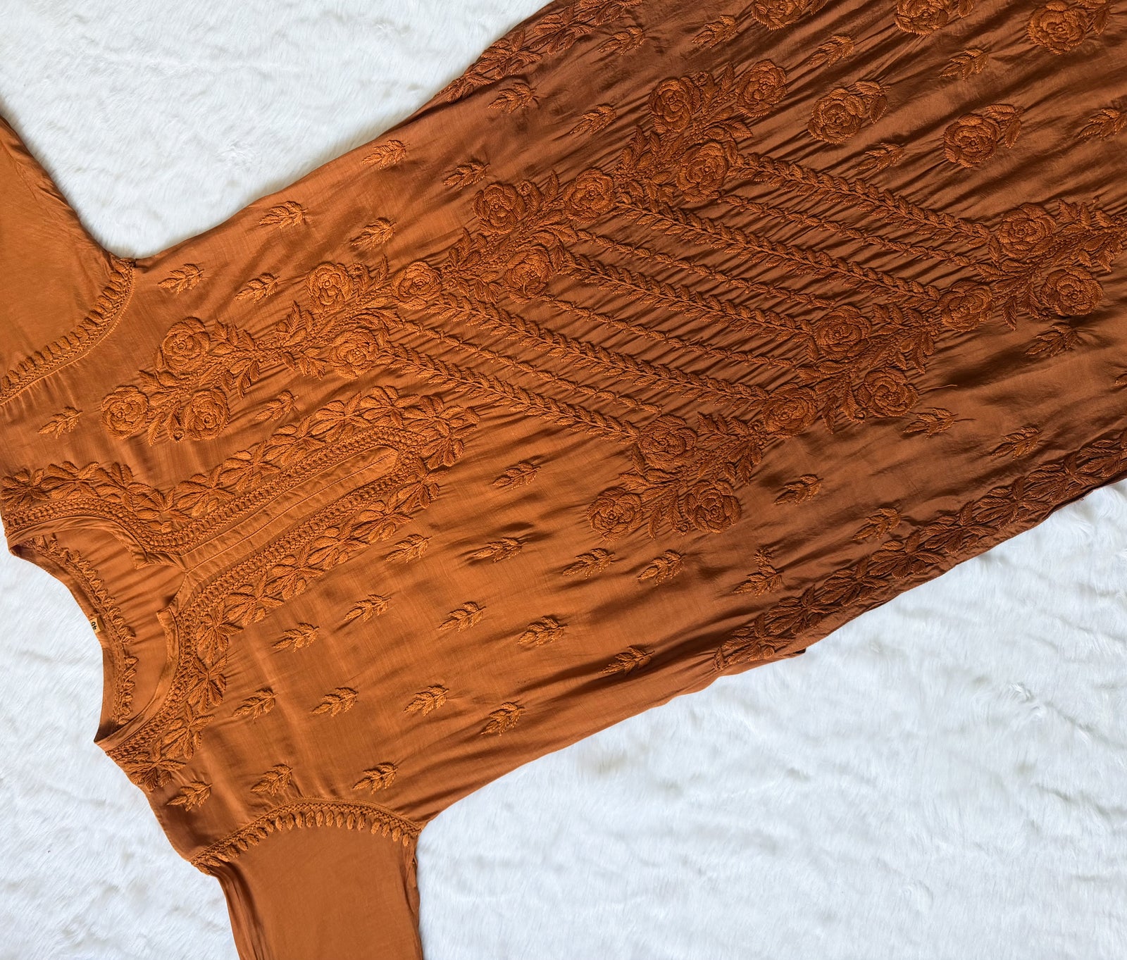 Mira Mustard 3D Chikankari Pure Muslin Silk Kurta Bottom Set