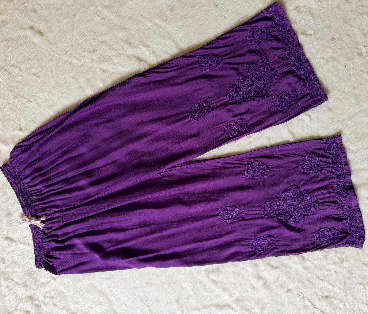 Mira Purple 3D Chikankari Pure Muslin Silk Kurta Bottom Set